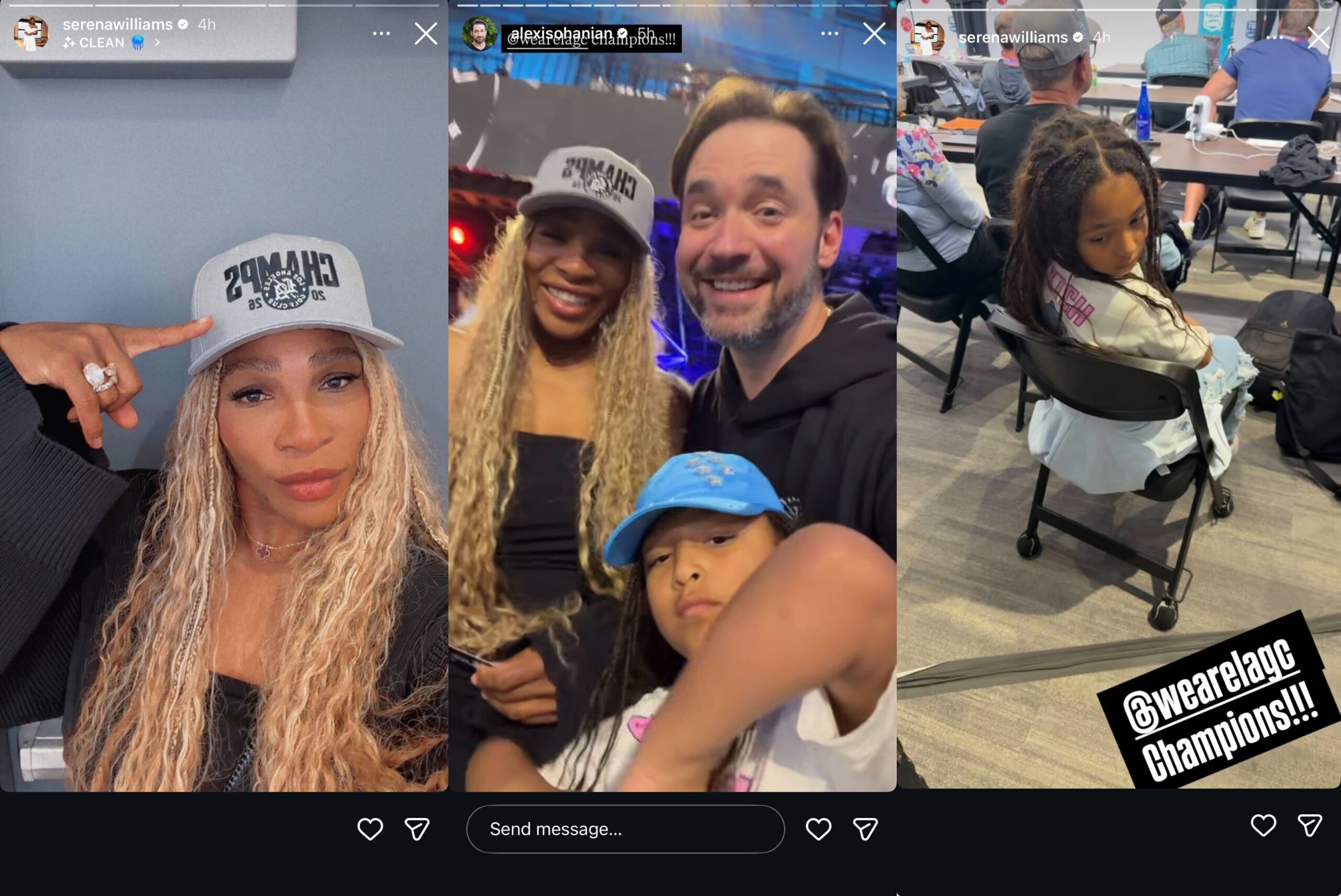 Screen grab of Serena Williams and her husband Alexis Ohanian's Instagram stories