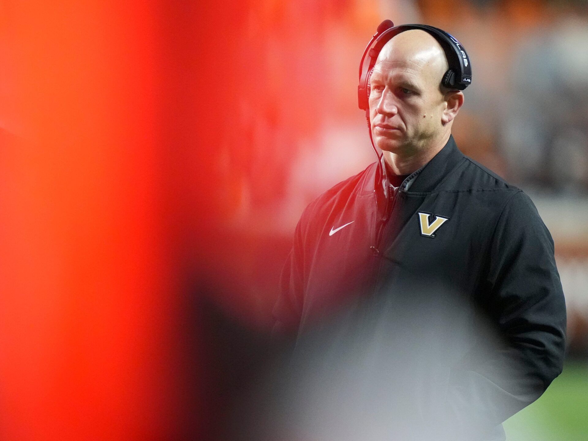 Vanderbilt football coach Clark Lea paces the sideline during the NCAA college football game against Tennessee on Nov. 29, 2025, in Knoxville, Tennessee.