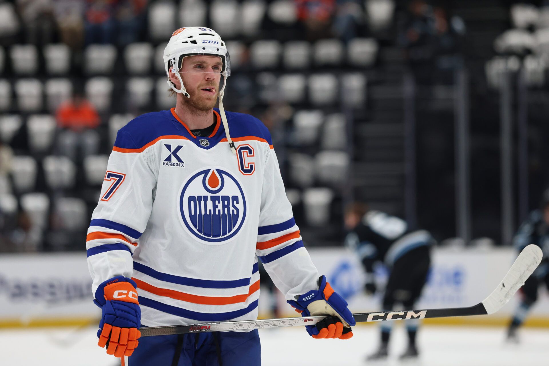 Edmonton Oilers center Connor McDavid (97) at Delta Center.