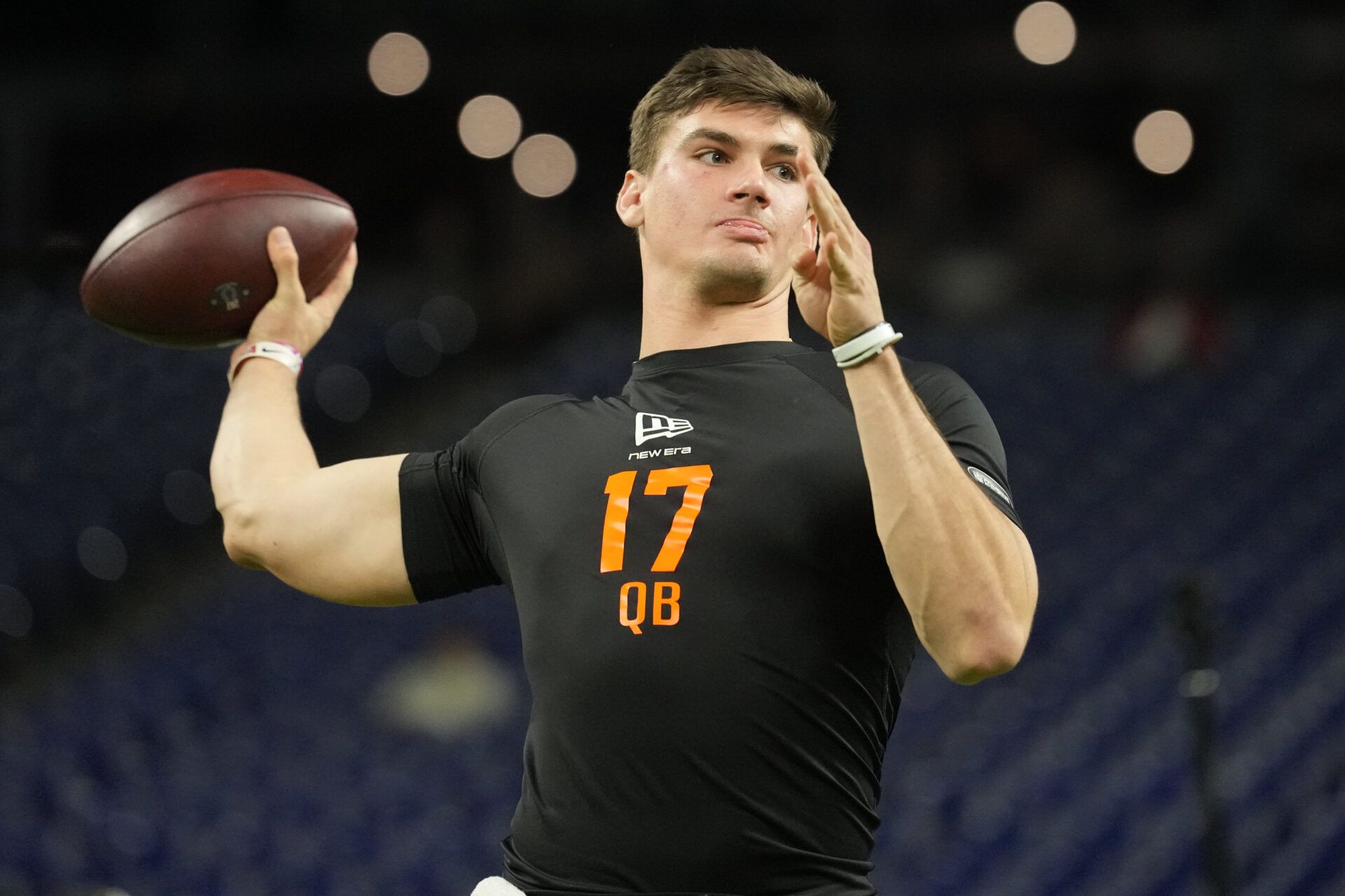 Alabama quarterback Ty Simpson (QB17) during the NFL Scouting Combine at Lucas Oil Stadium.