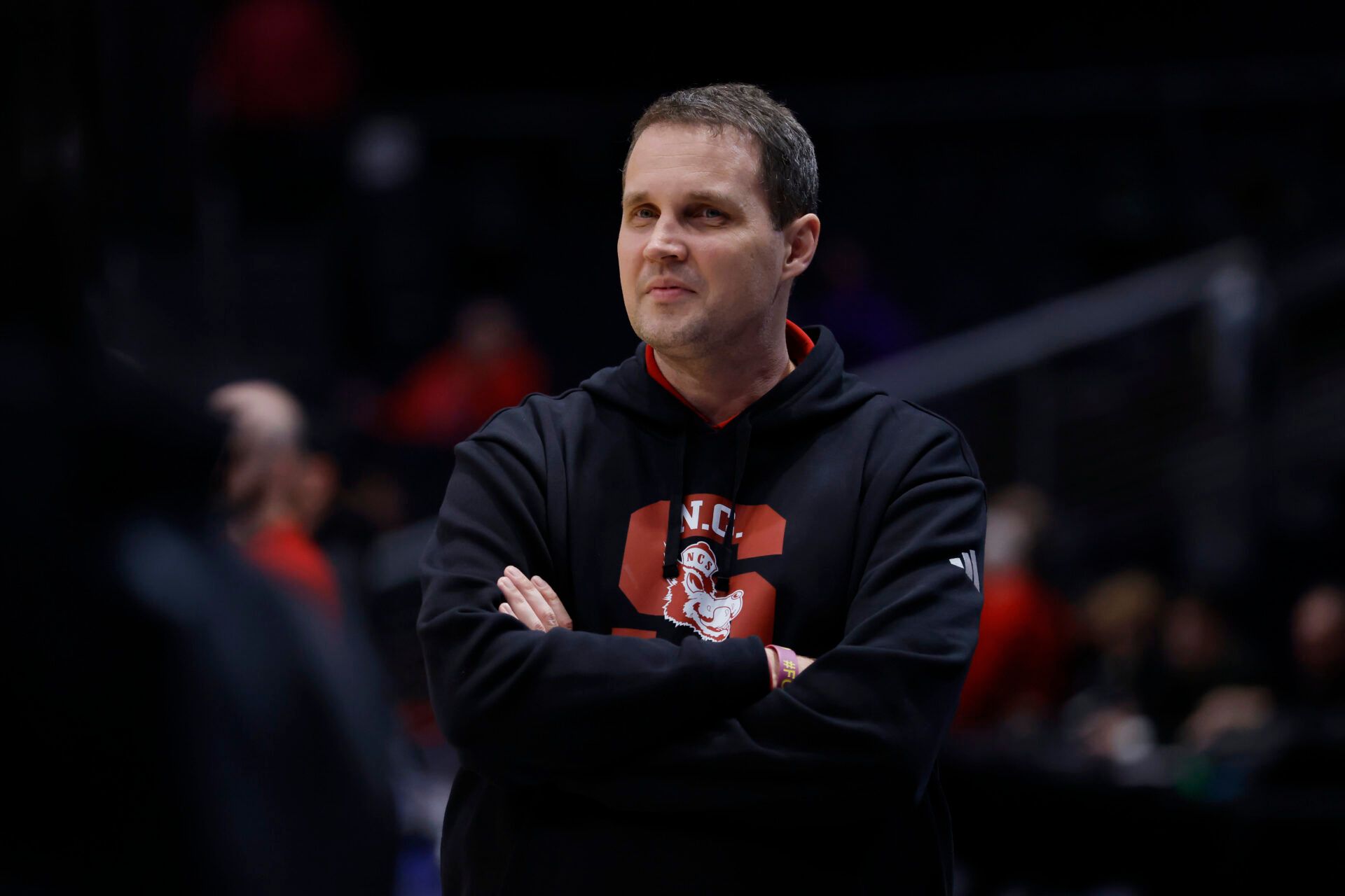 NC State Wolfpack head coach Will Wade walks the court during a practice session ahead of the first four of the men's 2026 NCAA Tournament at University of Dayton Arena.