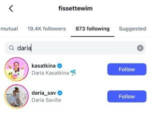 Screenshots from Instagram