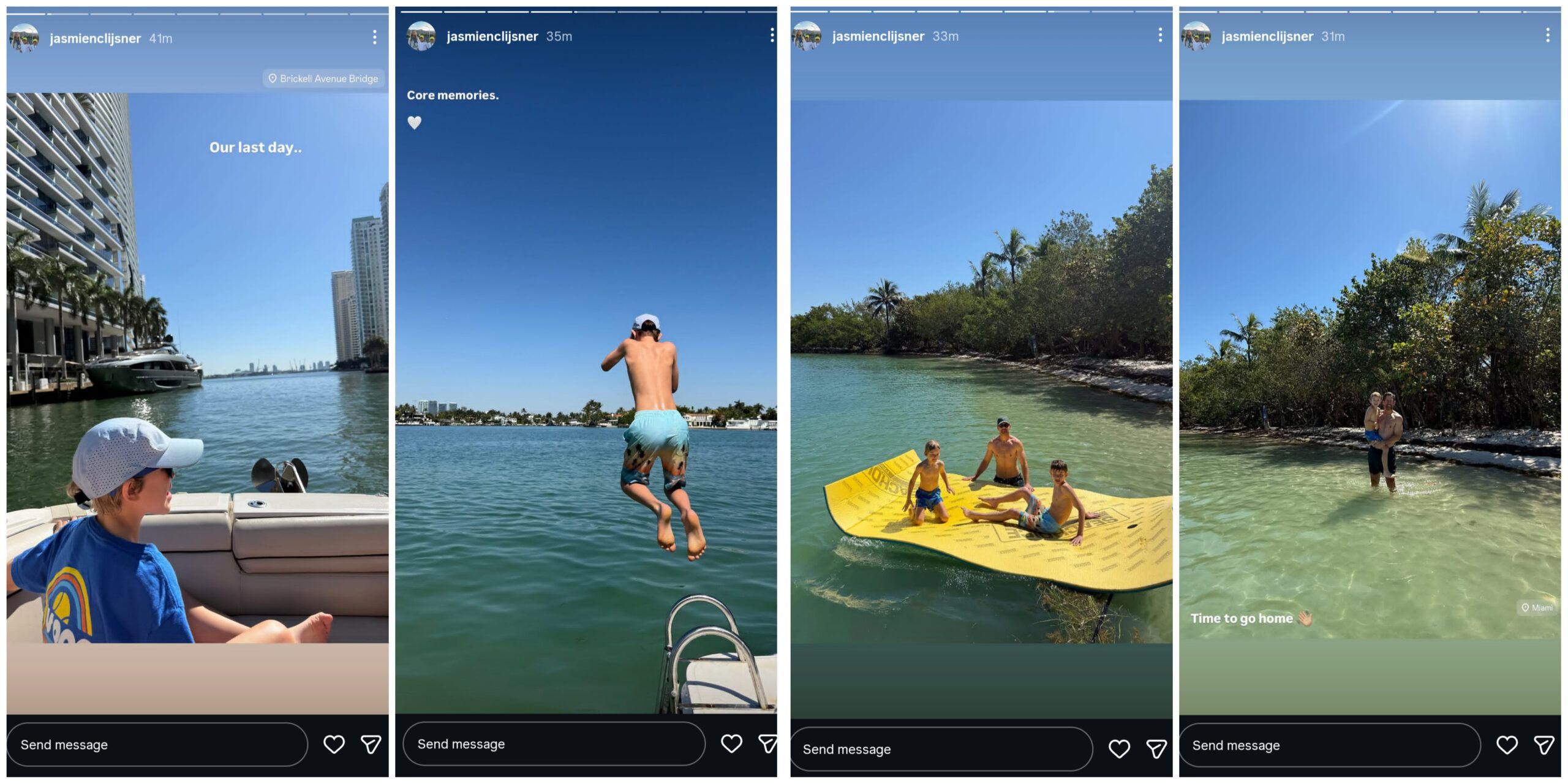 Screen grab of Wim Fissette's wife Jasmien Clijsner's Instagram stories
