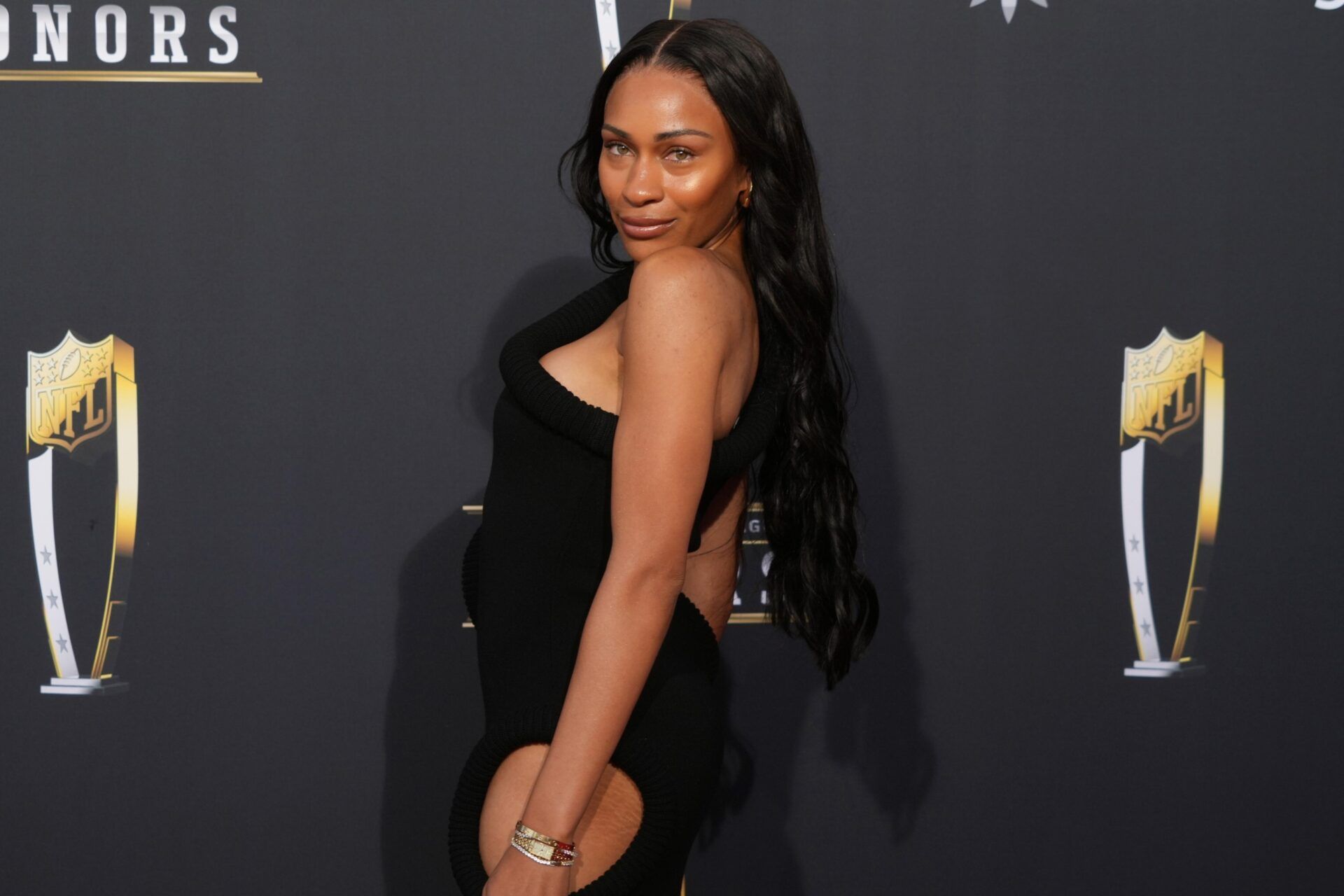 Ayan Broomfield on the red carpet before the NFL Honors show at Resorts World Theatre.