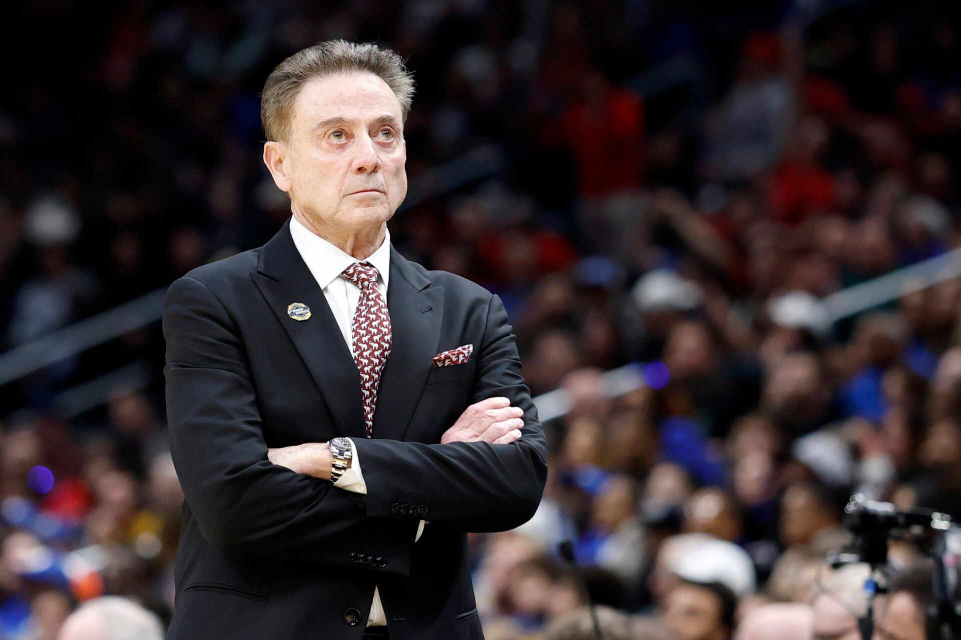 St. John's Red Storm head coach Rick Pitino reacts in the first half during a Sweet Sixteen game of the East Regional of the men's 2026 NCAA Tournament at Capital One Arena.