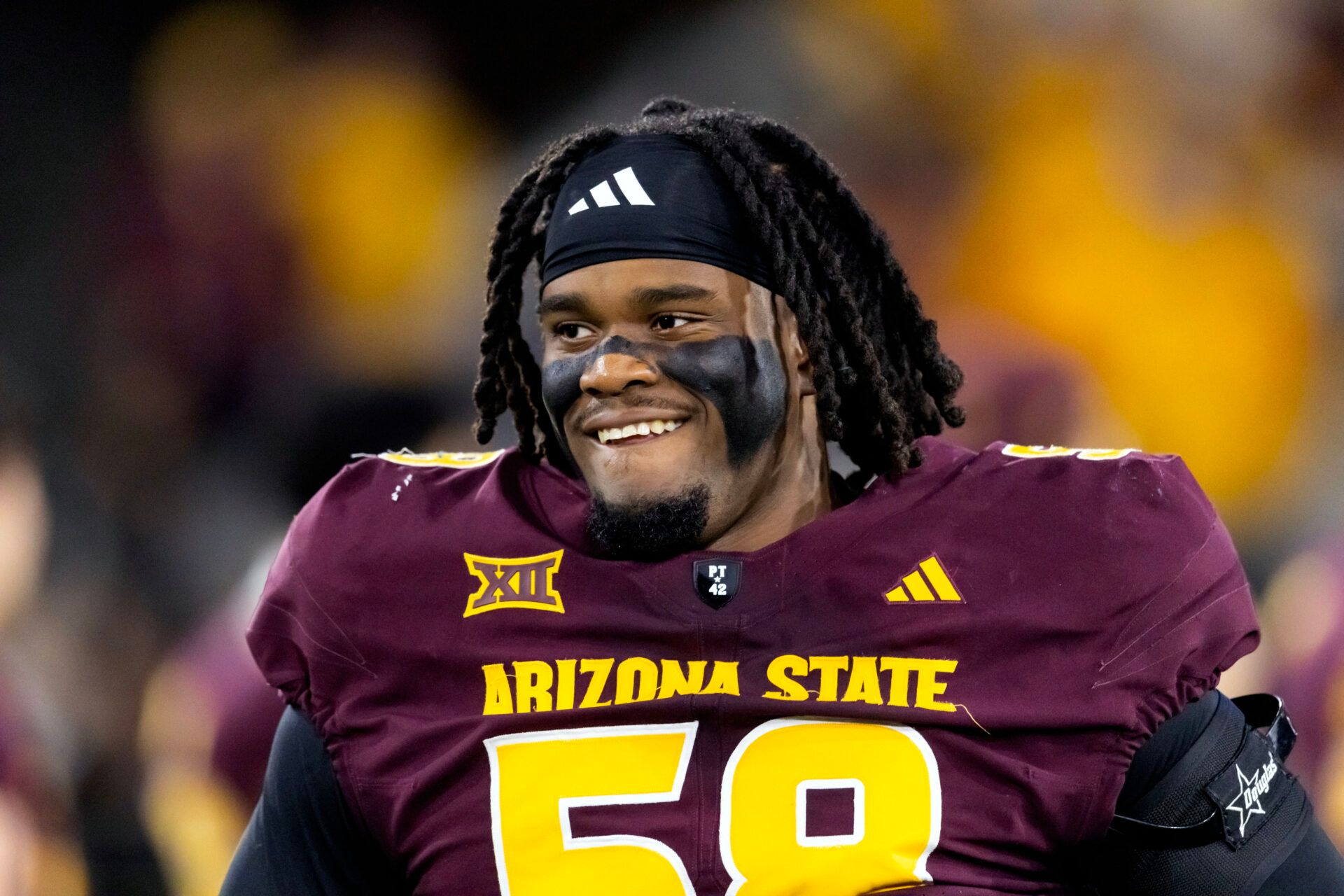 Arizona State Sun Devils offensive lineman Max Iheanachor (58) against the Arizona Wildcats during the 99th Territorial Cup at Mountain America Stadium.