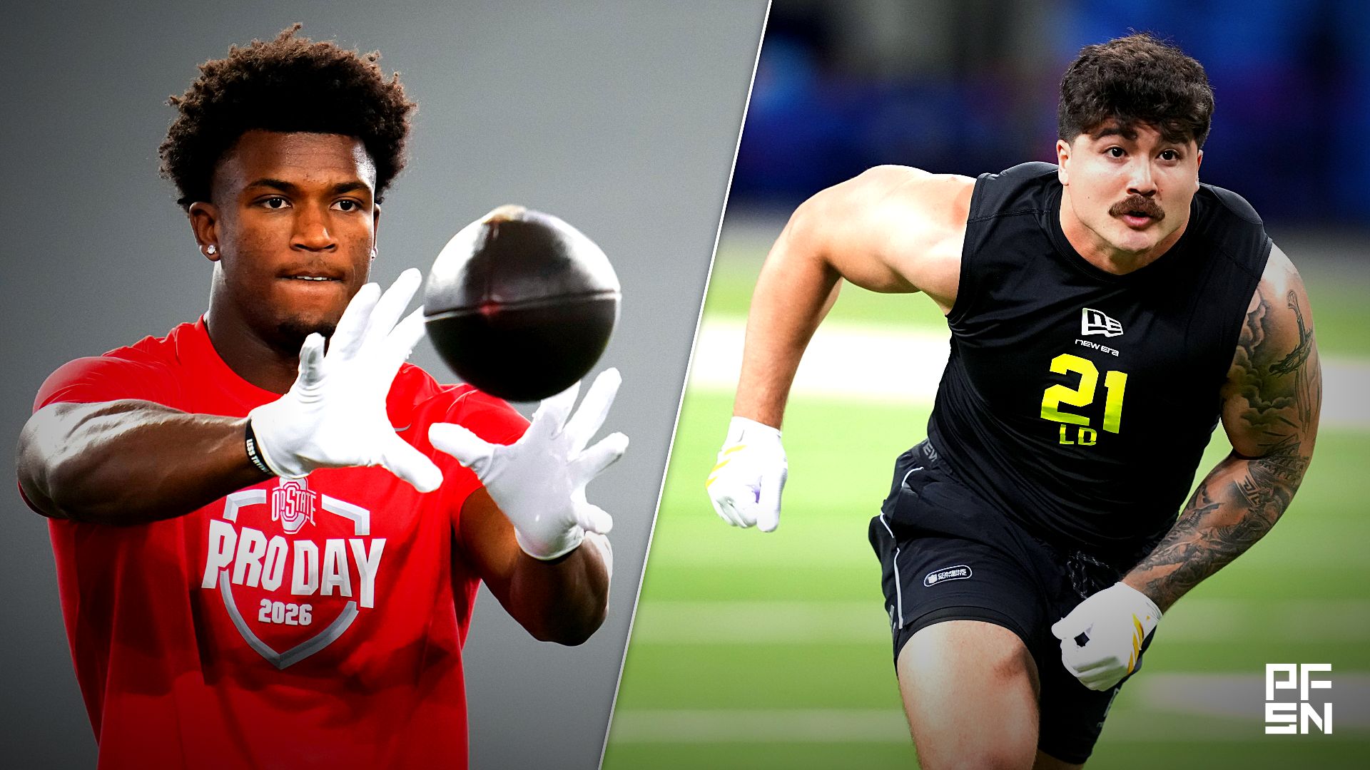Collage featuring Syndication: The Columbus Dispatch and NFL: Combine.

Adam Cairns/Columbus Dispatch / USA TODAY NETWORK via Imagn Images / Kirby Lee-Imagn Images