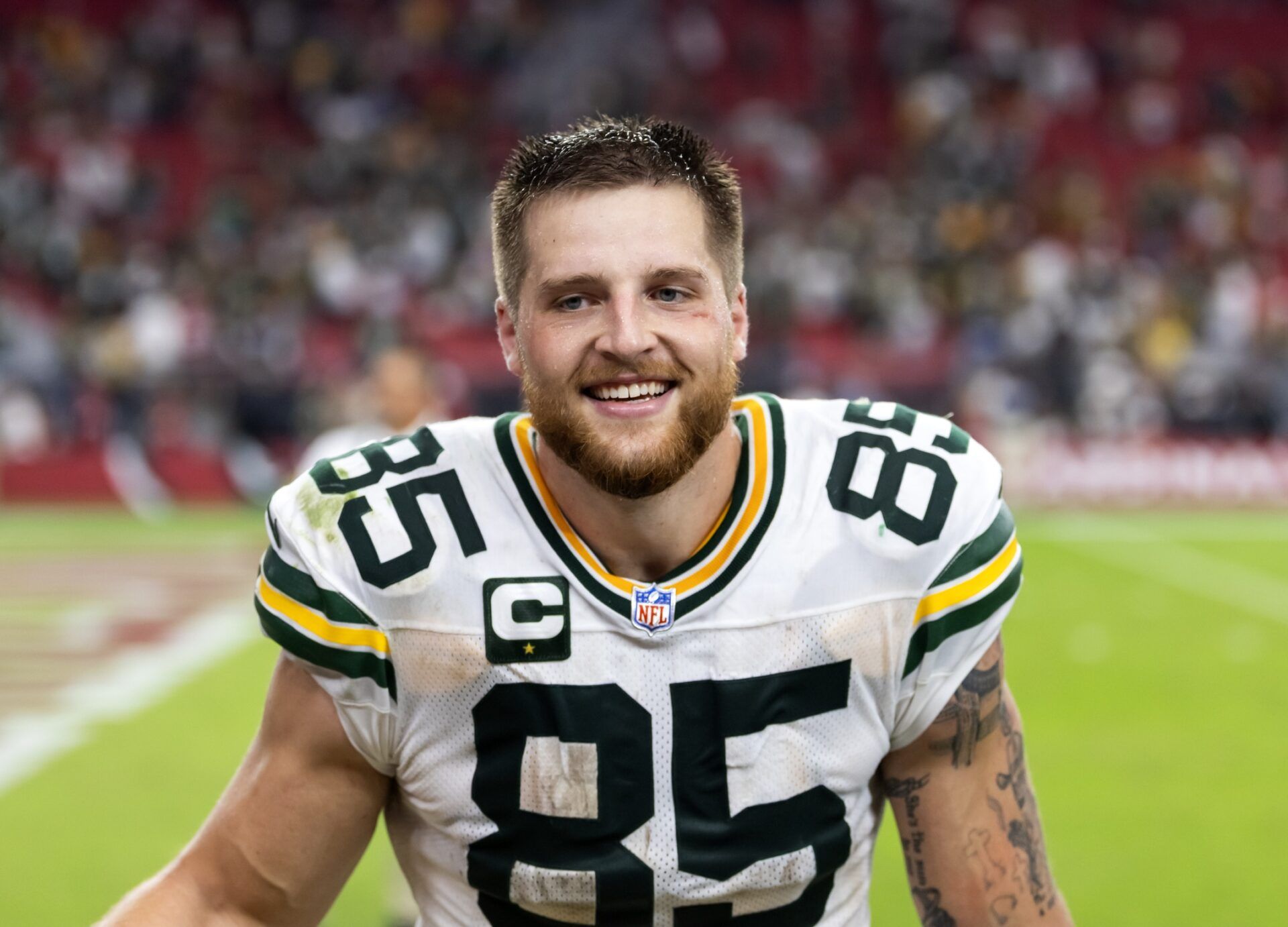 Green Bay Packers tight end Tucker Kraft (85) against the Arizona Cardinals at State Farm Stadium.