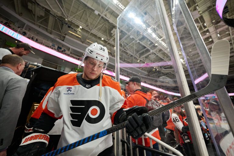 Philadelphia Flyers right wing Matvei Michkov (39) at SAP Center at San Jose.