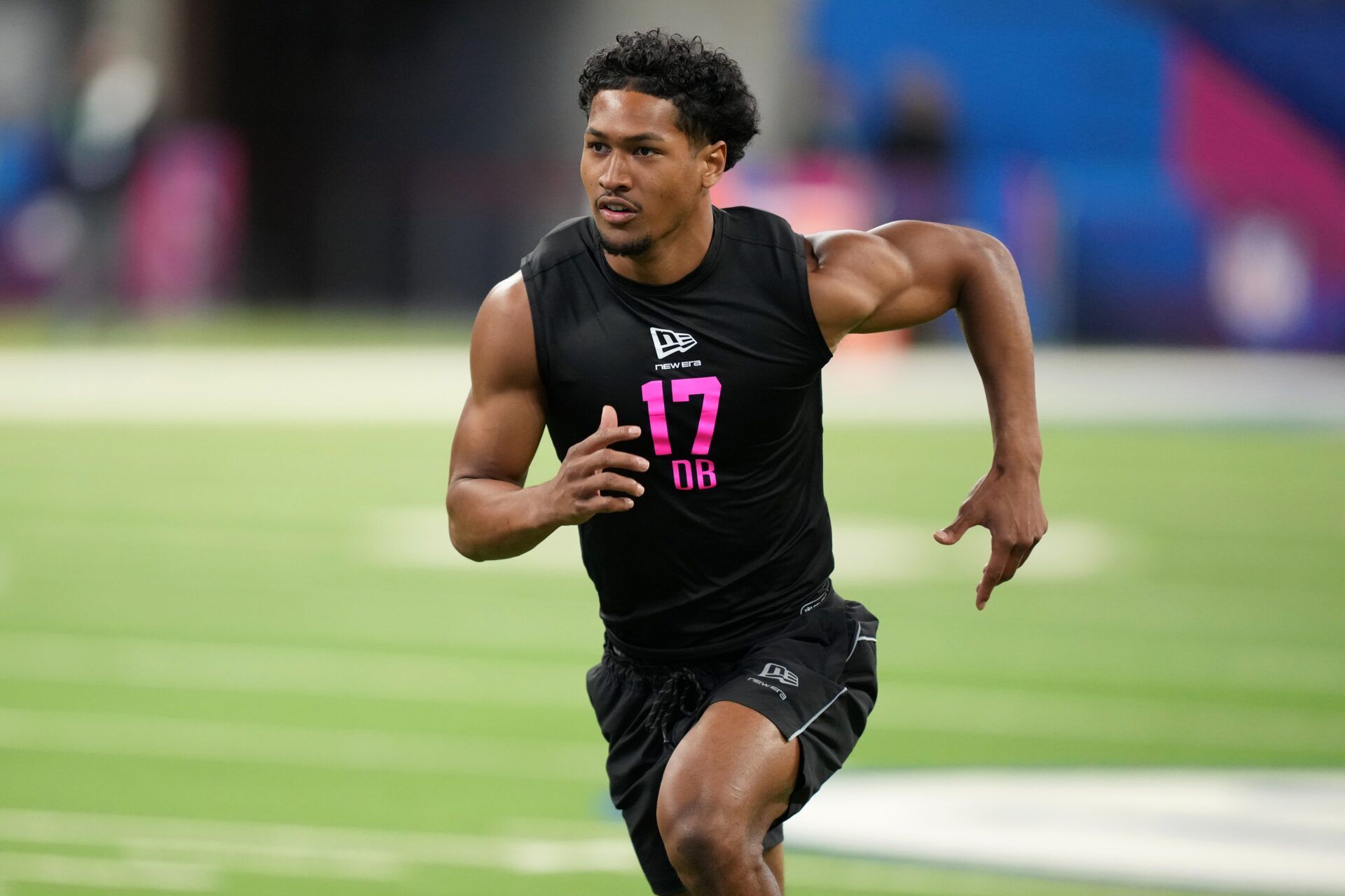 San Diego State defensive back Chris Johnson (DB17) during the NFL Scouting Combine at Lucas Oil Stadium.