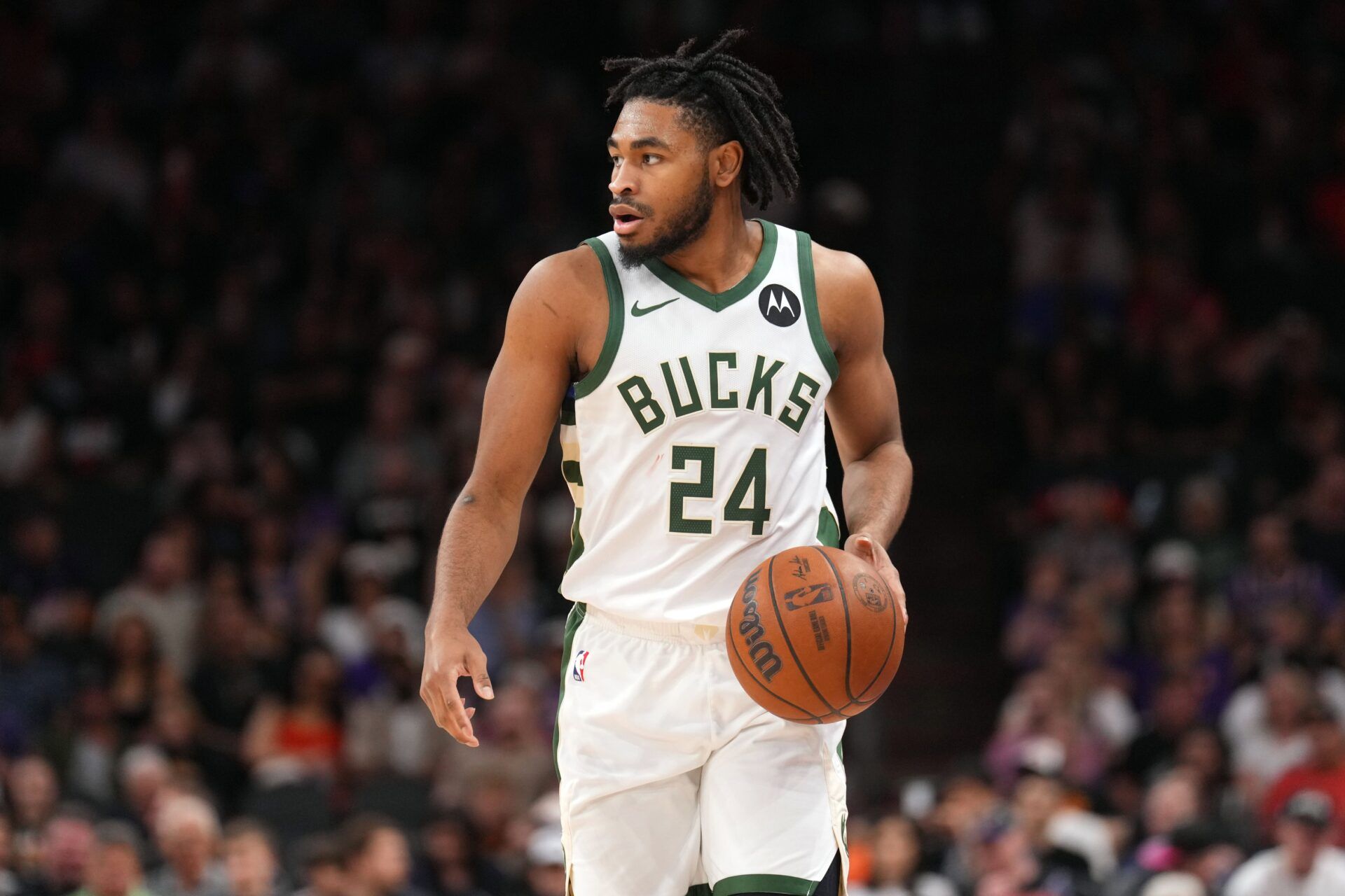 Milwaukee Bucks guard Cam Thomas (24) during the second half at Mortgage Matchup Center.