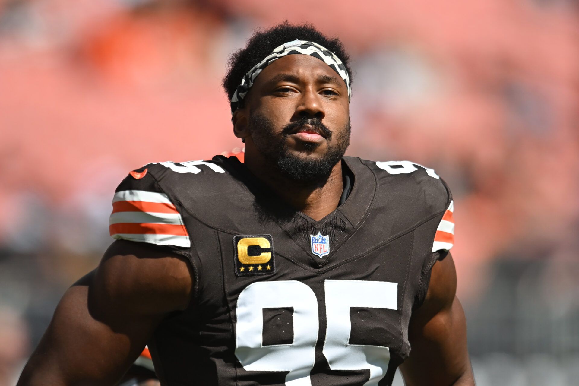 Cleveland Browns defensive end Myles Garrett (95) at Huntington Bank Field.