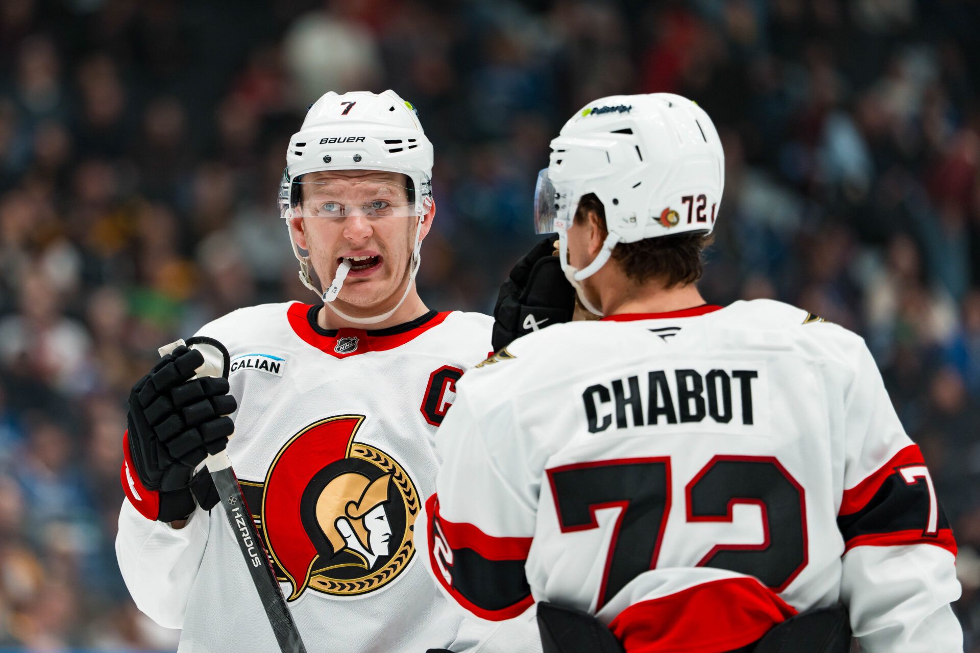 Ottawa Senators forward Brady Tkachuk (7) at Rogers Arena.