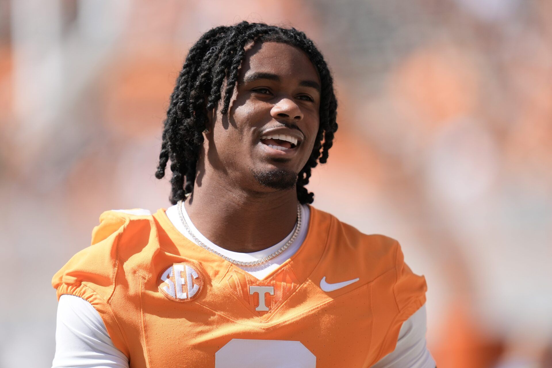 Tennessee defensive back Jermod McCoy (3) before a college football game between Tennessee and UAB at Neyland Stadium in Knoxville, Tenn., on Sept. 20, 2025.