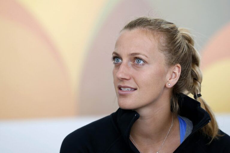 Petra Kvitova speaks with the media during day one of the Miami Open at Crandon Park Tennis Center.