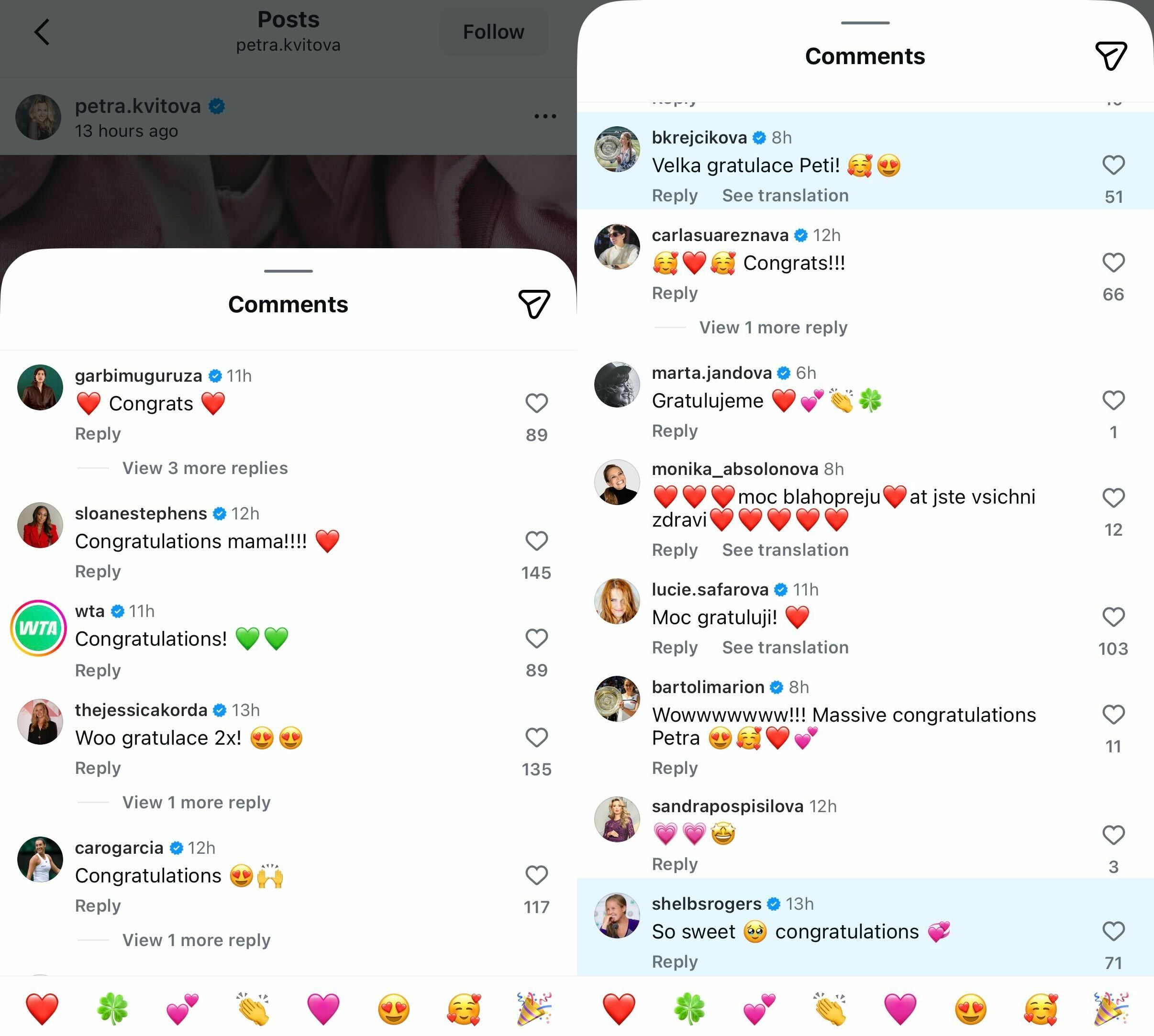 Screen grab of players' reactions