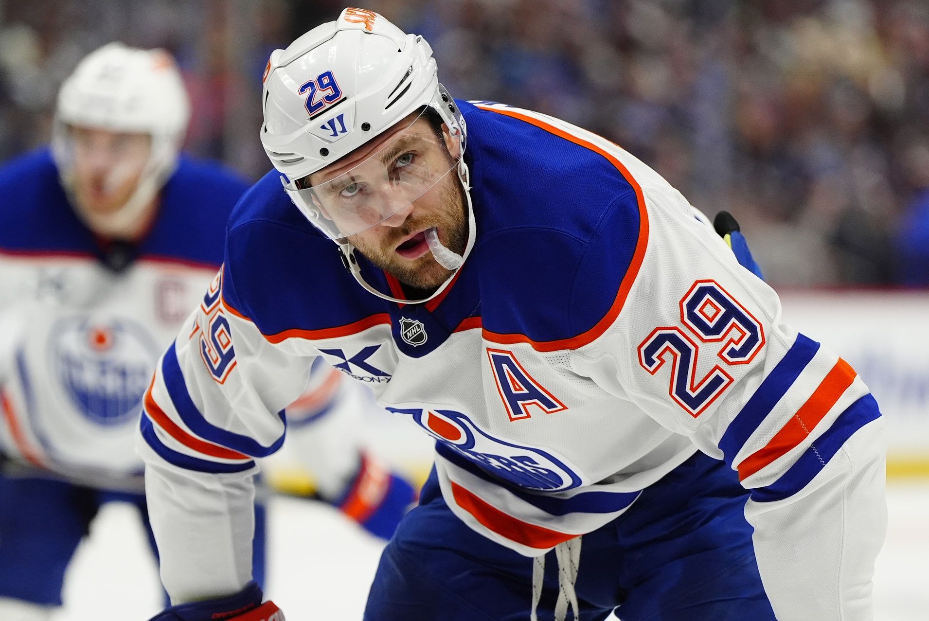 Edmonton Oilers center Leon Draisaitl (29) during the first period against the Colorado Avalanche at Ball Arena.