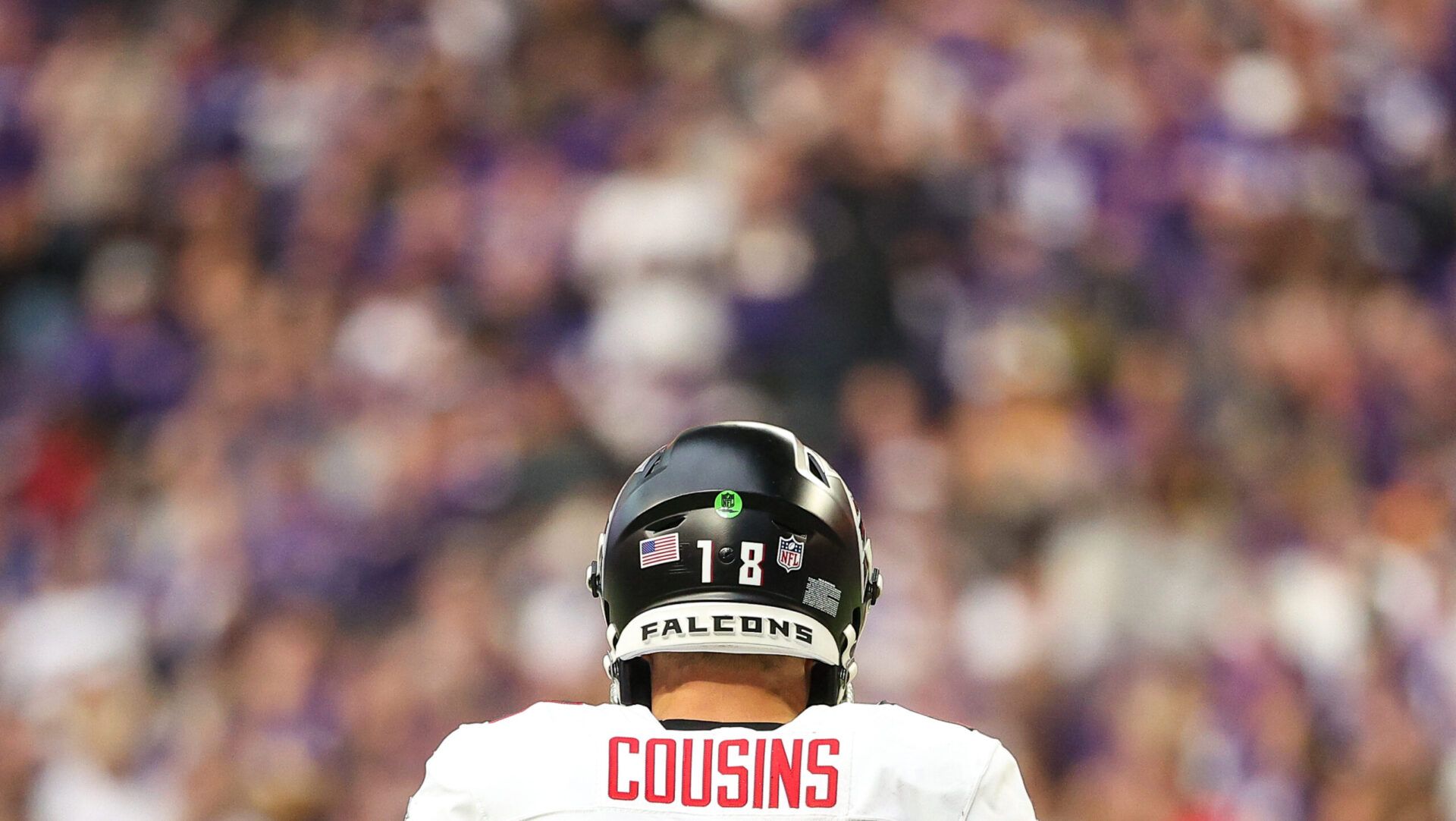 Atlanta Falcons quarterback Kirk Cousins (18) looks on during the second quarter against the Minnesota Vikings at U.S. Bank Stadium.