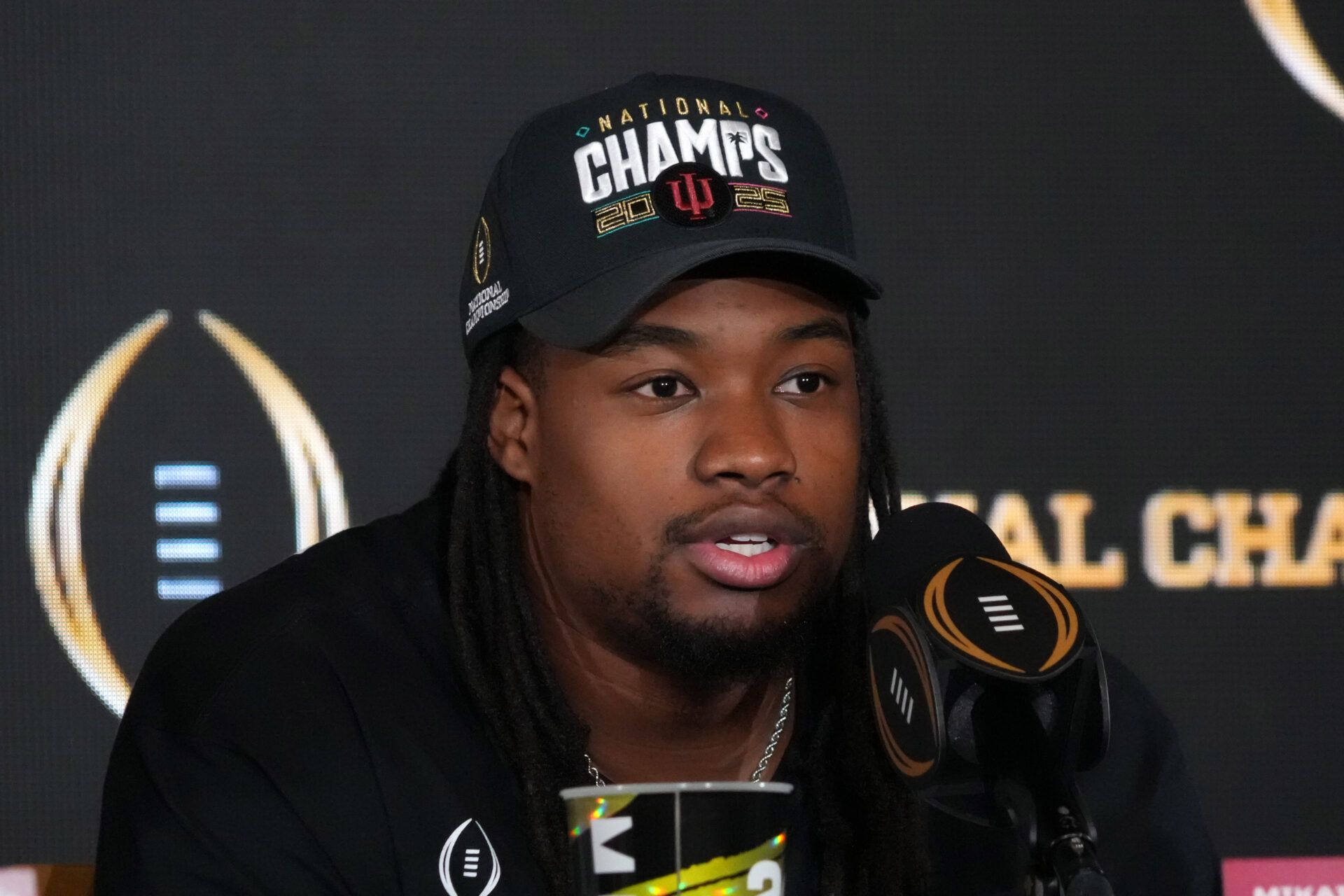 Indiana Hoosiers defensive lineman Mikail Kamara during the CFP Champions press conference at Marriott Marquis Miami.