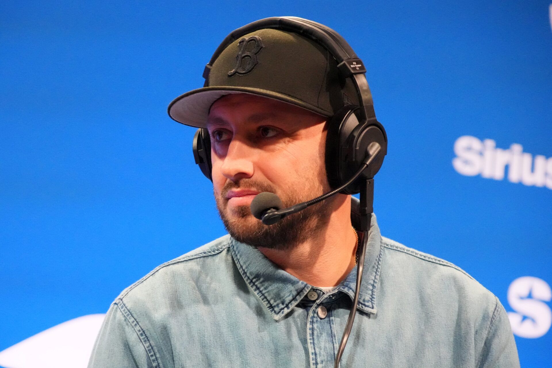 Brian Hoyer on the Opening Drive show at the SiriusXM NFL radio set at the Super Bowl LX media center at the Moscone Center.
