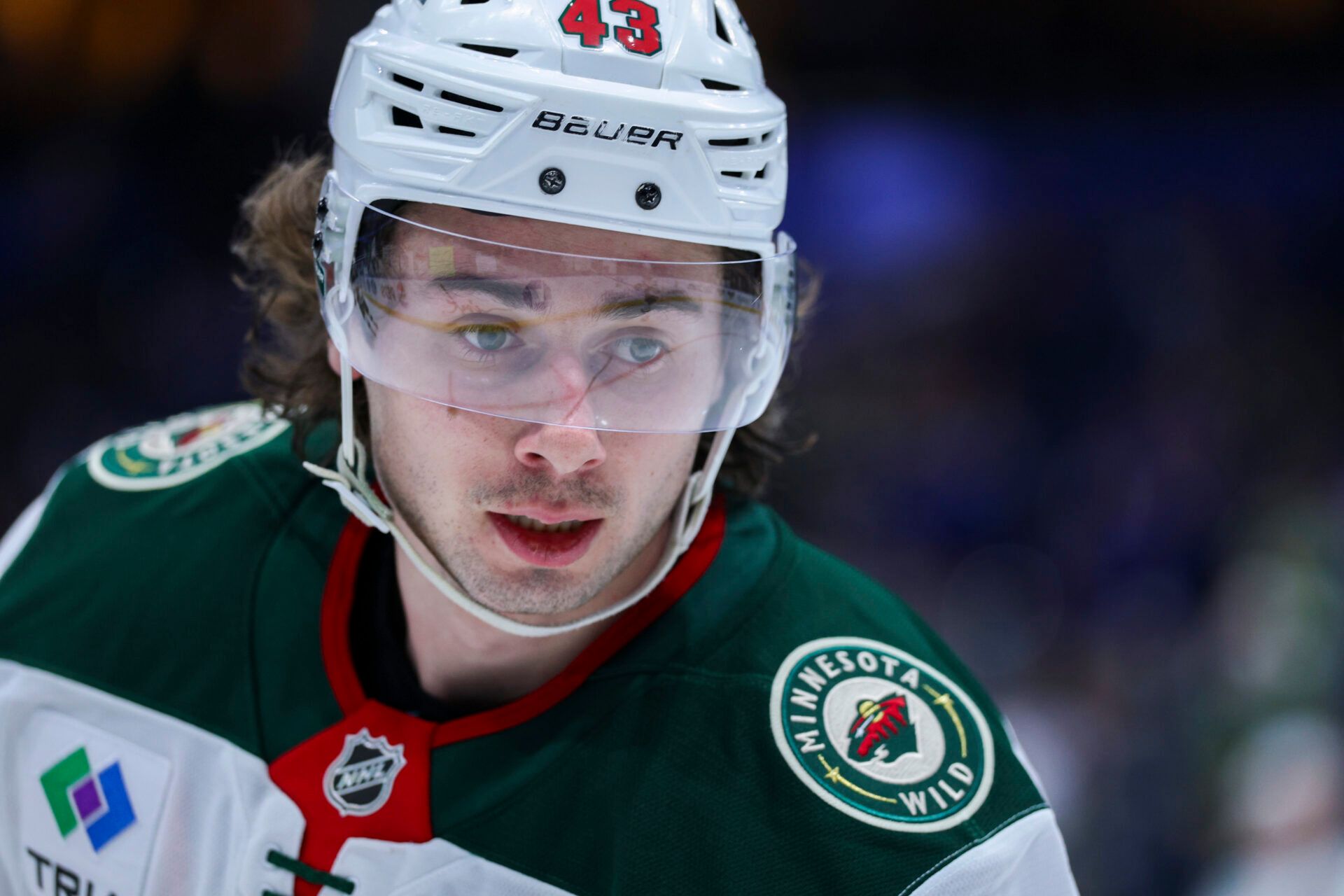 Minnesota Wild defenseman Quinn Hughes (43) at Benchmark International Arena.