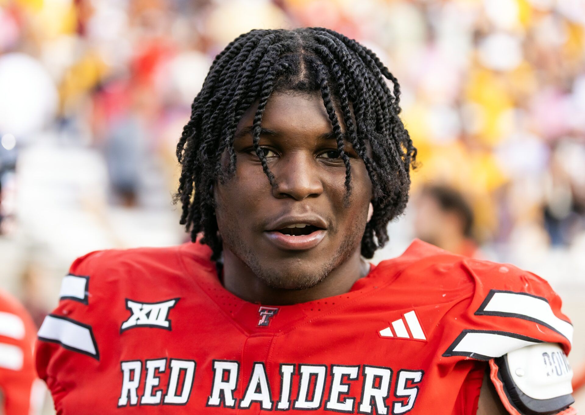 Texas Tech Red Raiders linebacker David Bailey (31) reacts as he walks off the field following the game against the Arizona State Sun Devils at Mountain America Stadium.