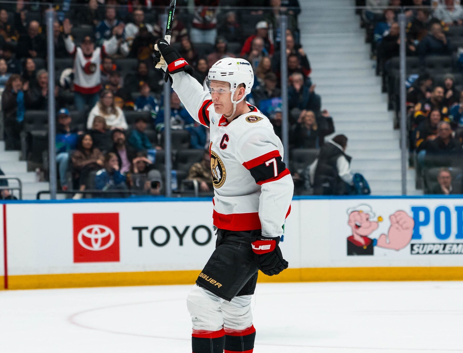 Ottawa Senators forward Brady Tkachuk (7) at Rogers Arena.