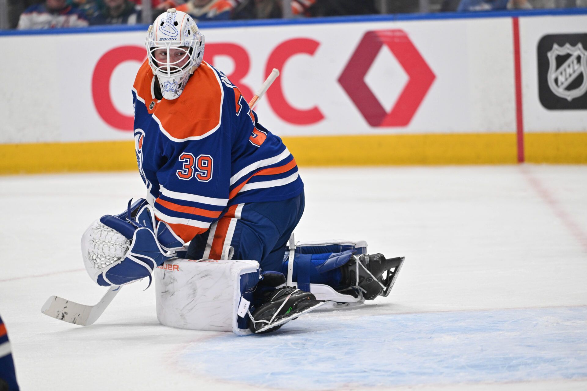Edmonton Oilers goalie Connor Ingram (39) at Rogers Place.