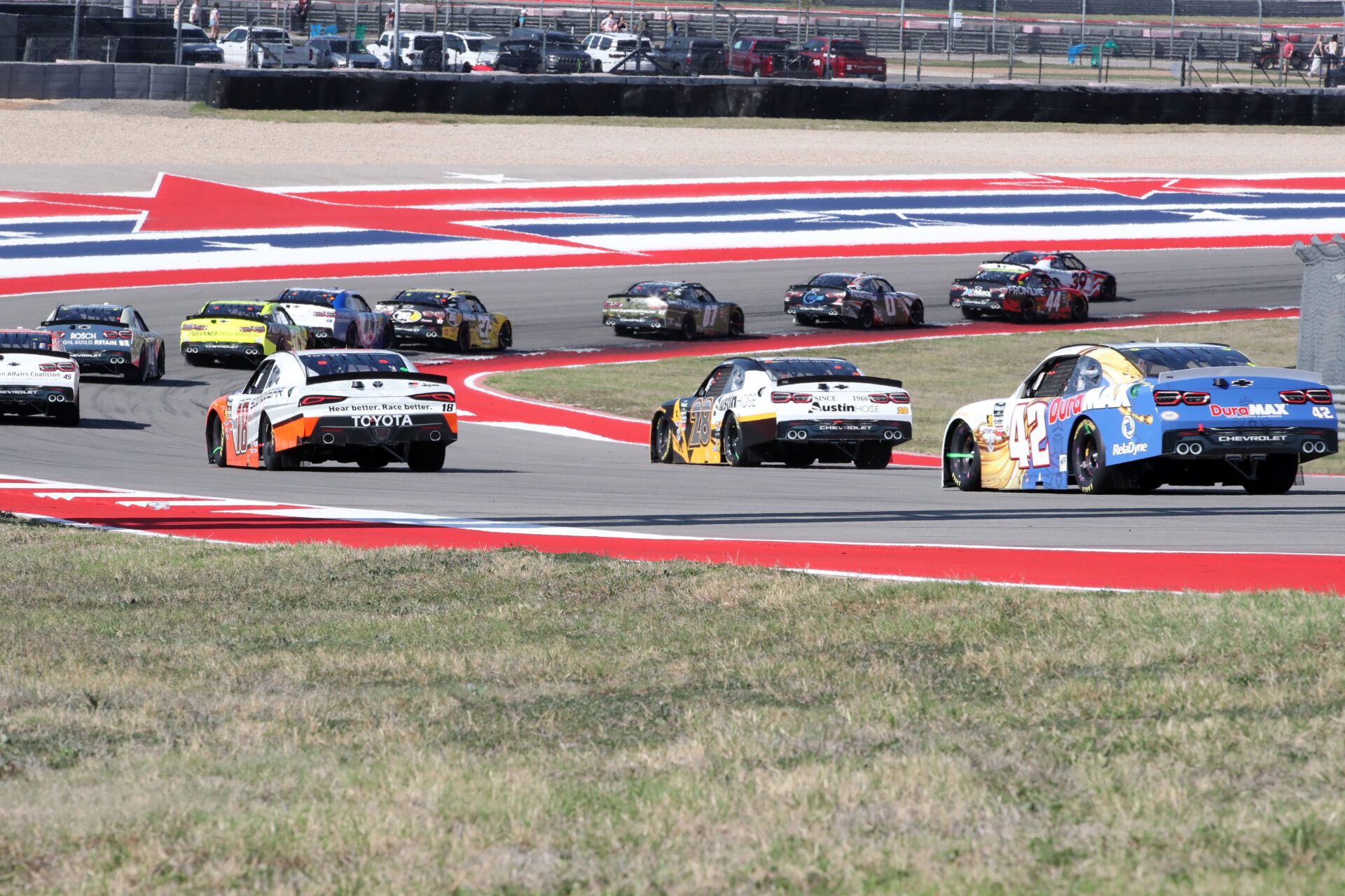 A general view of corner two during the NASCAR O’Reilly Auto Parts Series Focused Health 250 at Circuit of the Americas.