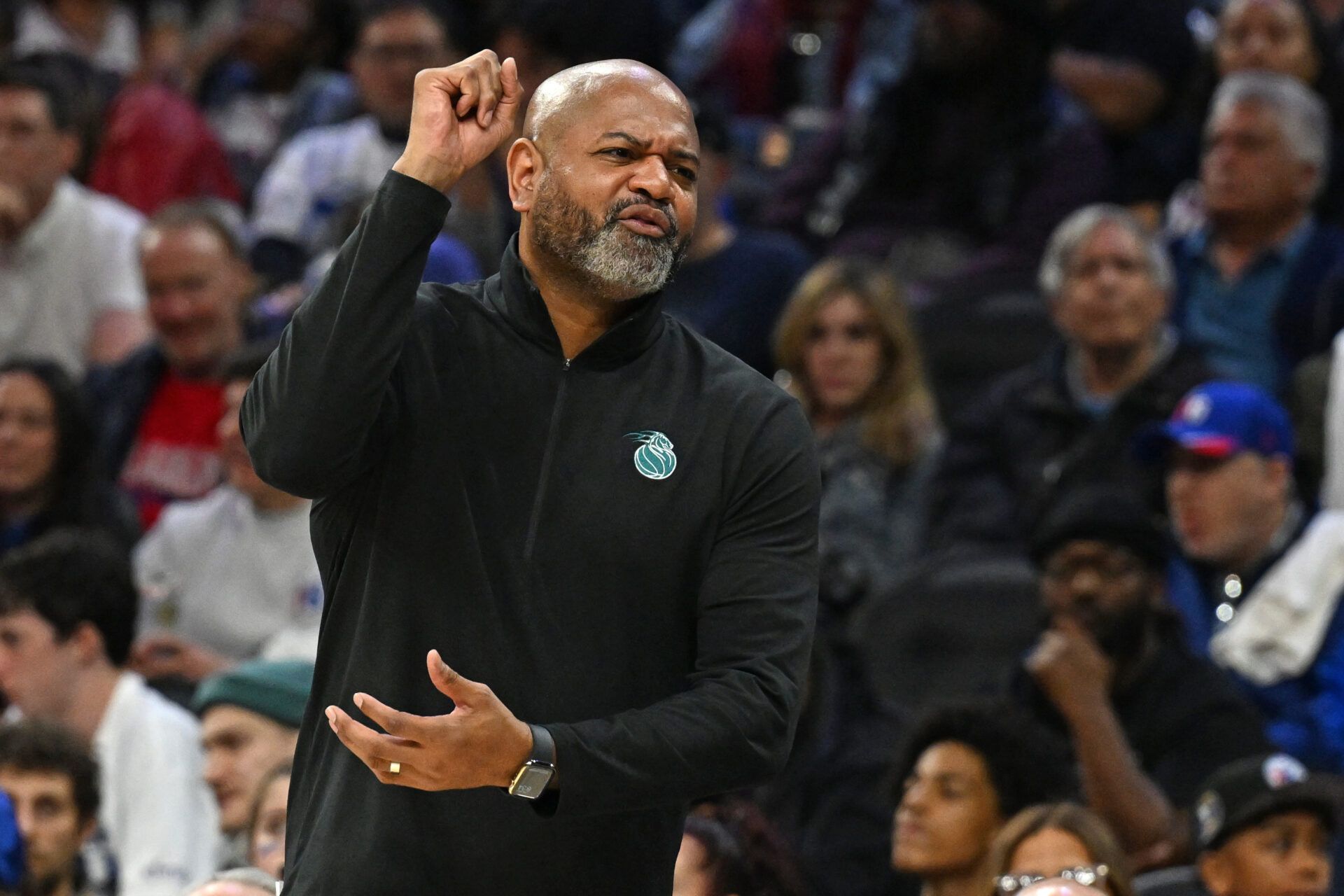 Detroit Pistons head coach J.B. Bickerstaff against the Philadelphia 76ers during the second half at Xfinity Mobile Arena.