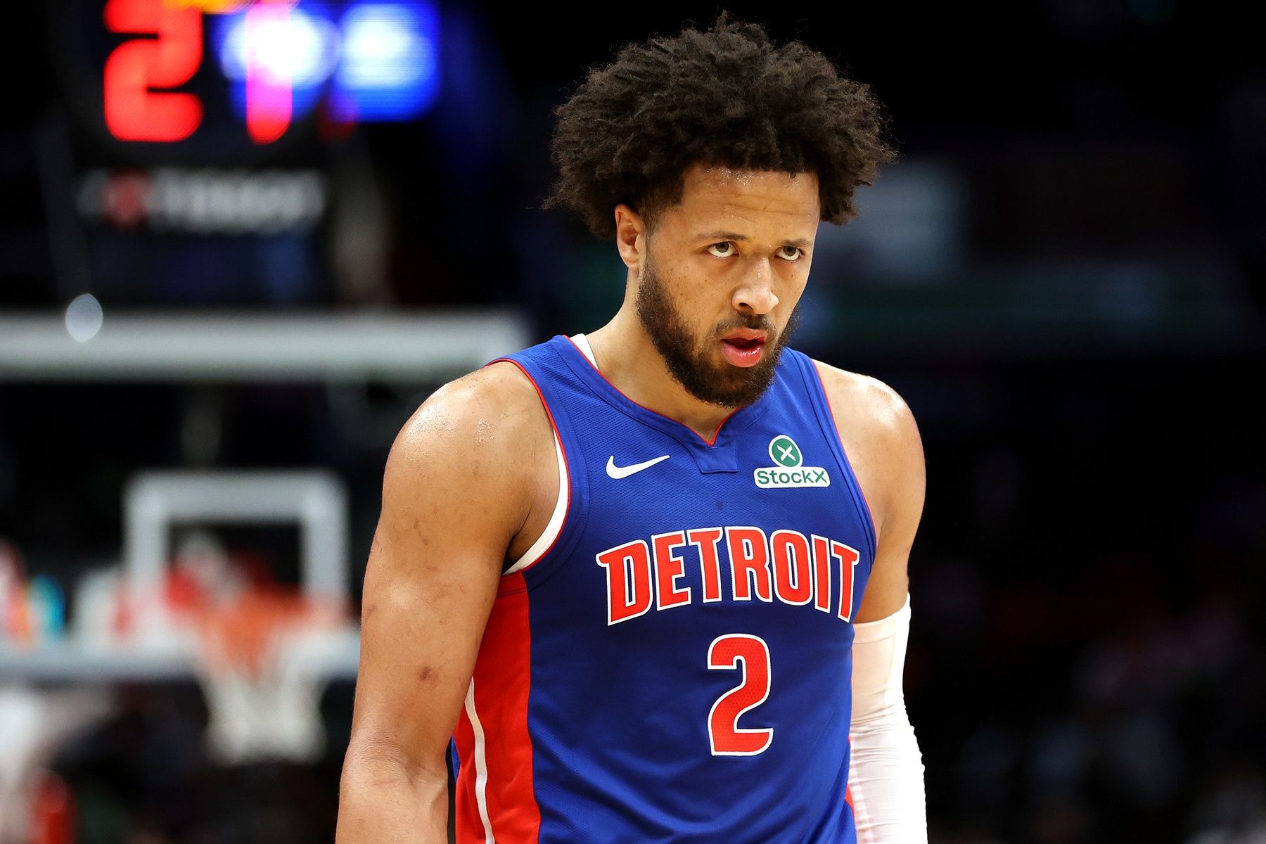 Detroit Pistons guard Cade Cunningham (2) looks on during the first half against the Washington Wizards at Capital One Arena.