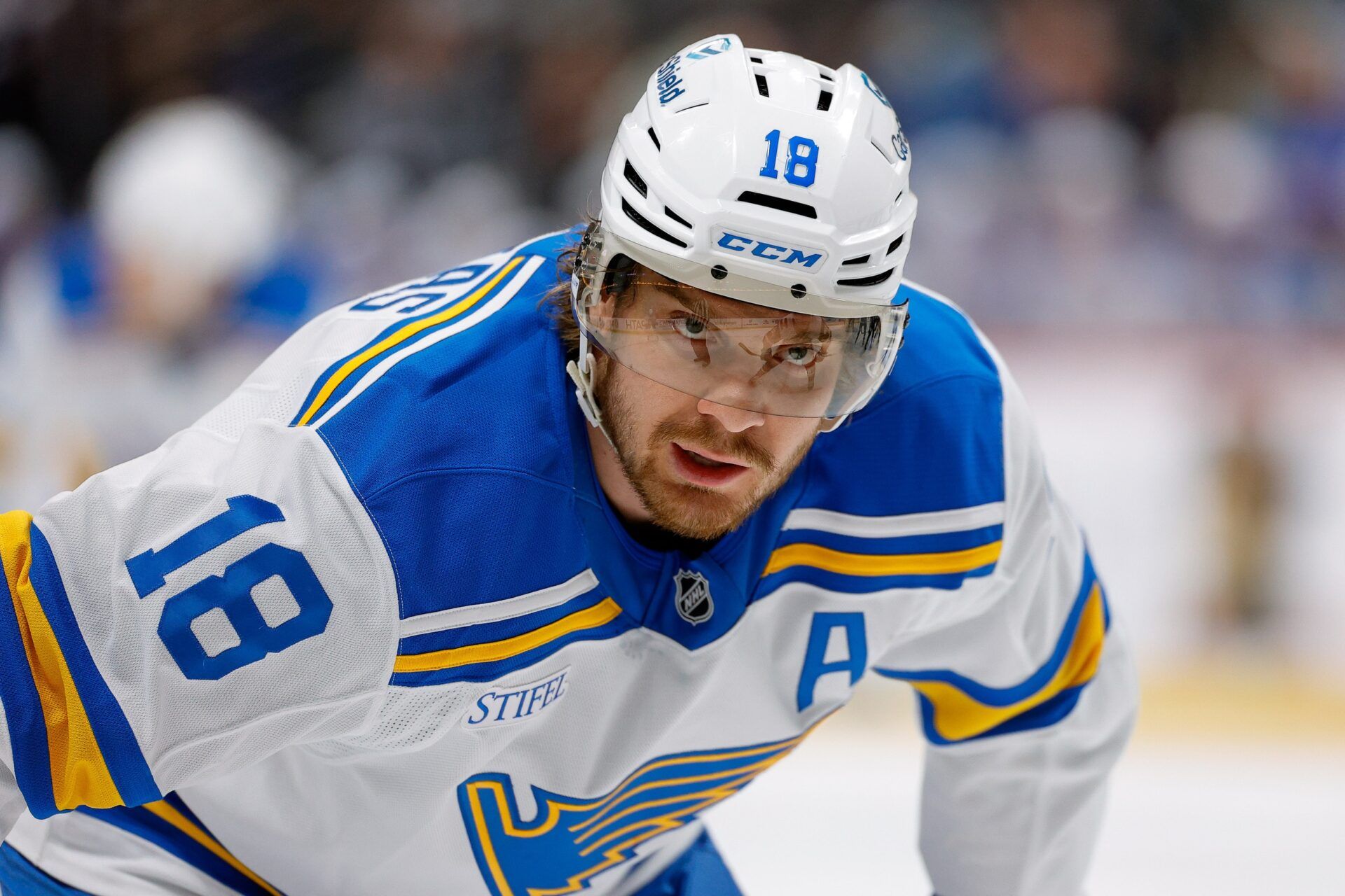 St. Louis Blues center Robert Thomas (18) in the third period against the Colorado Avalanche at Ball Arena.