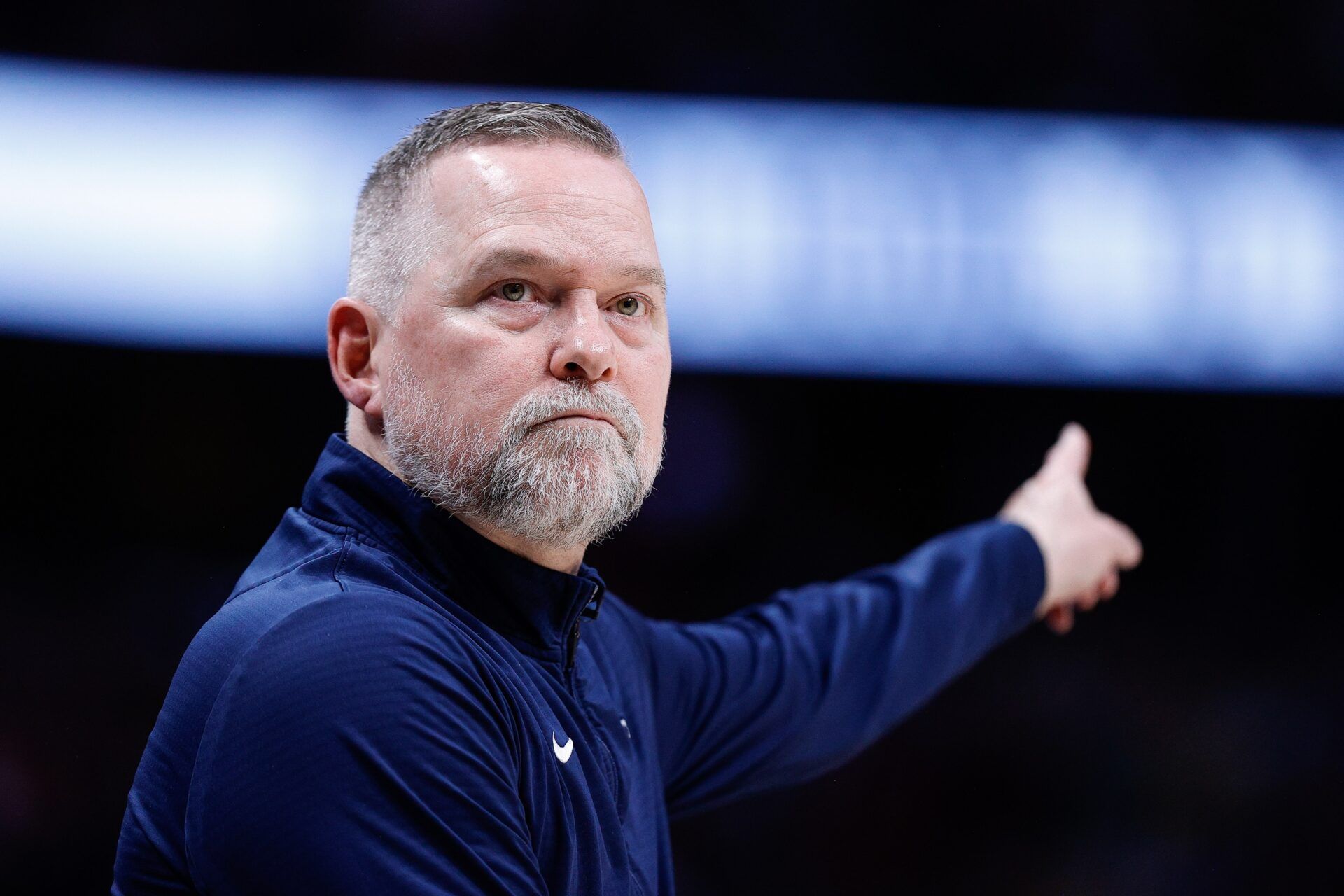 Denver Nuggets head coach Michael Malone in the second quarter against the Minnesota Timberwolves at Ball Arena.