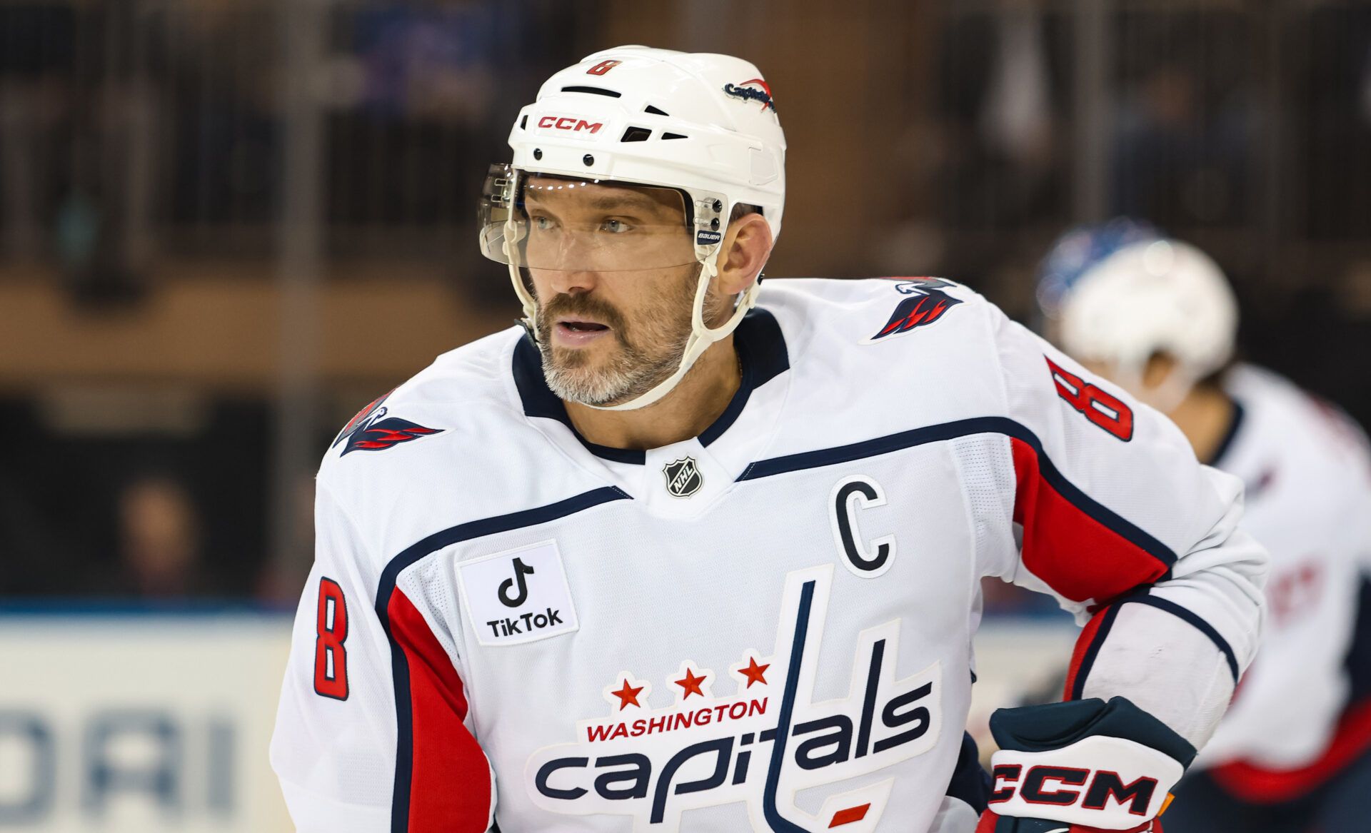 Washington Capitals left wing Alex Ovechkin (8)  at Madison Square Garden.