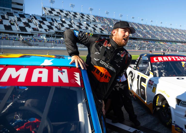 NASCAR Truck Series driver Garrett Mitchell during qualifying for the Fresh from Florida 250 at Daytona International Speedway.