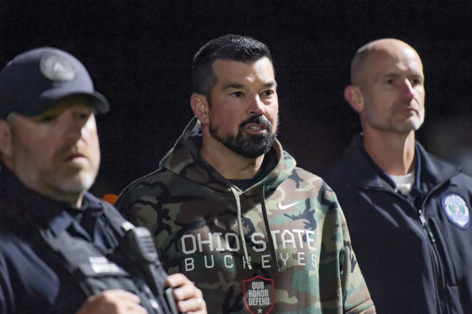 Ohio State University head football coach Ryan Day was in attendance to watch his son, RJ Day, of St. Francis St. DeSales play on Friday in Ashland.