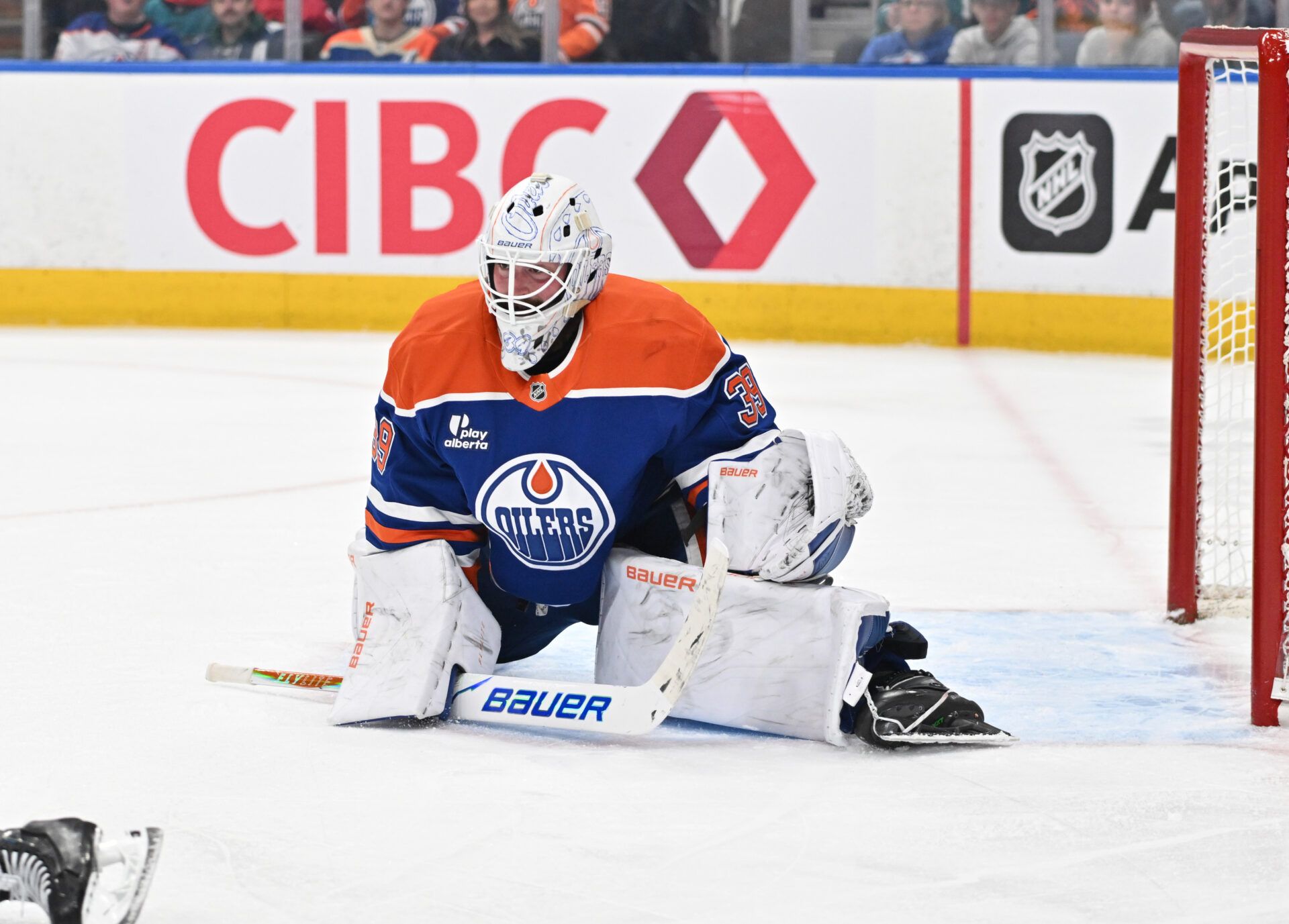 Edmonton Oilers goalie Connor Ingram (39) at Rogers Place.