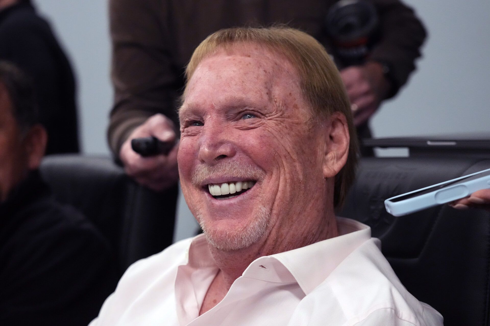 Las Vegas Raiders owner Mark Davis at a press conference at Intermountain Health Performance Center.