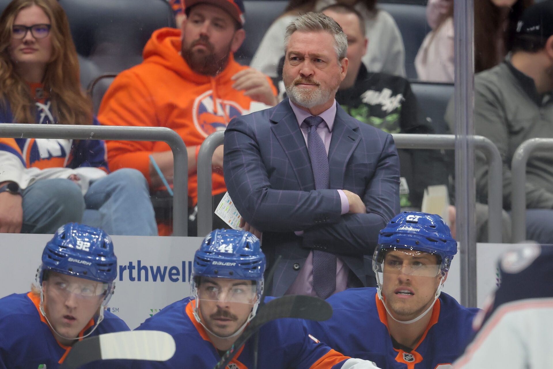 New York Islanders head coach Patrick Roy at UBS Arena.