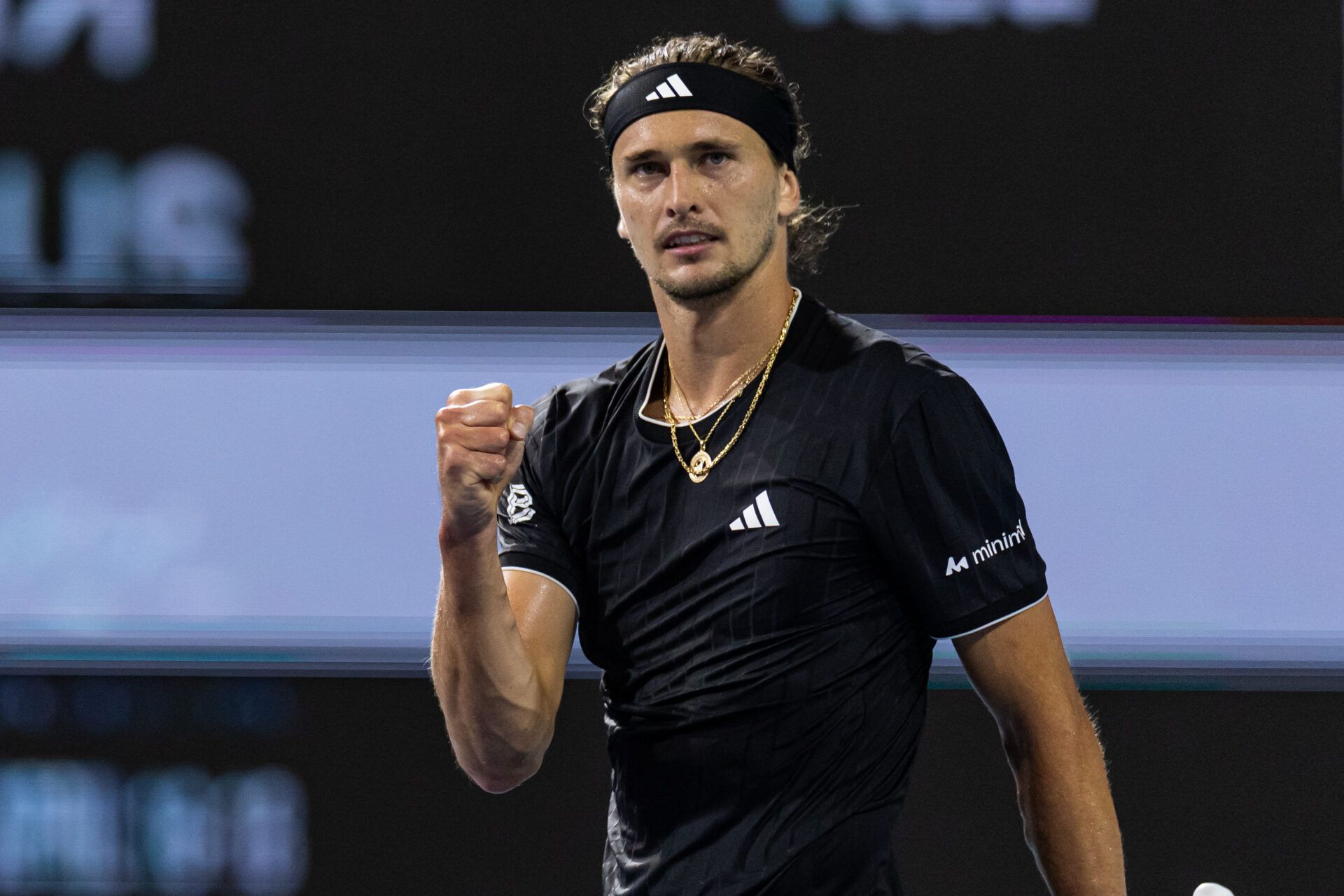 Alexander Zverev of Germany celebrates during his match against Jannik Sinner of Italy in the semi-finals of the men’s singles at the Miami Open at the Hard Rock Stadium.