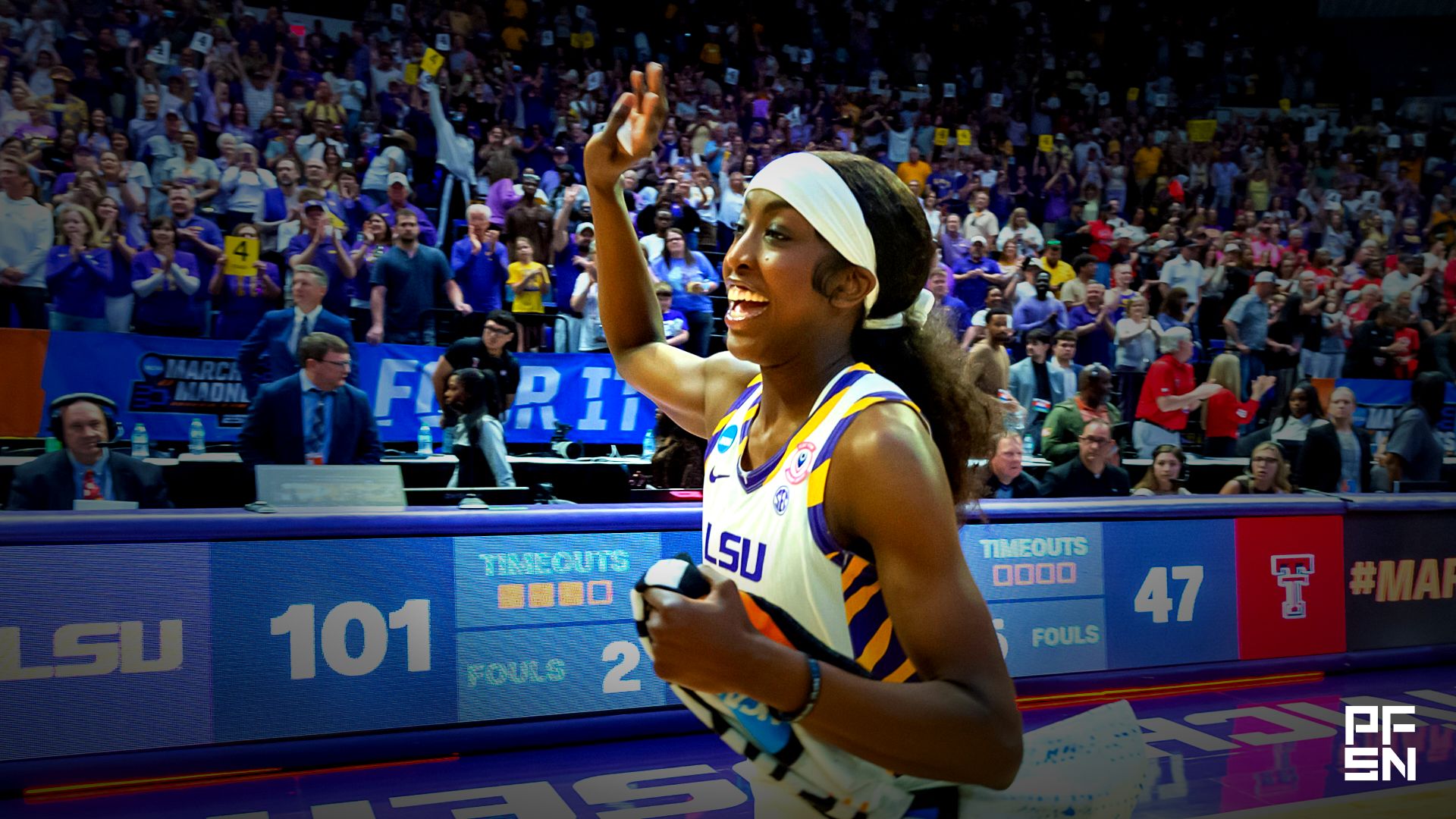 Flau'Jae Johnson 4, LSU Tigers Womenâs Basketball take on Texas Tech in the 2026 NCAA Div I Womenâs Basketball Championship at the Pete Maravich Assembly Center in Baton Rouge, LA. 
 Sunday, March 22, 2026. SCOTT CLAUSE / USATODAY Network / USA TODAY NETWORK via Imagn Images