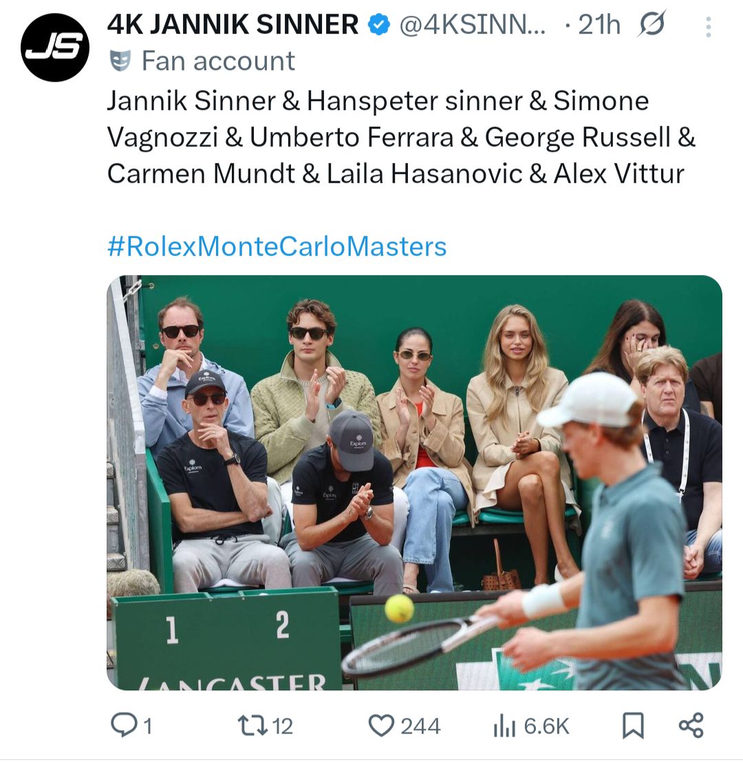 Jannik Sinner's player box in Monte Carlo. 