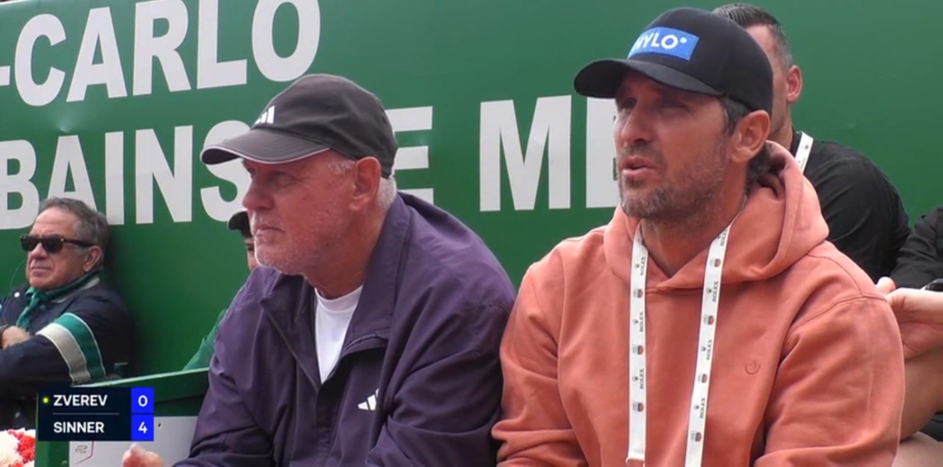 Alexander Zverev's father and brother in the player box.