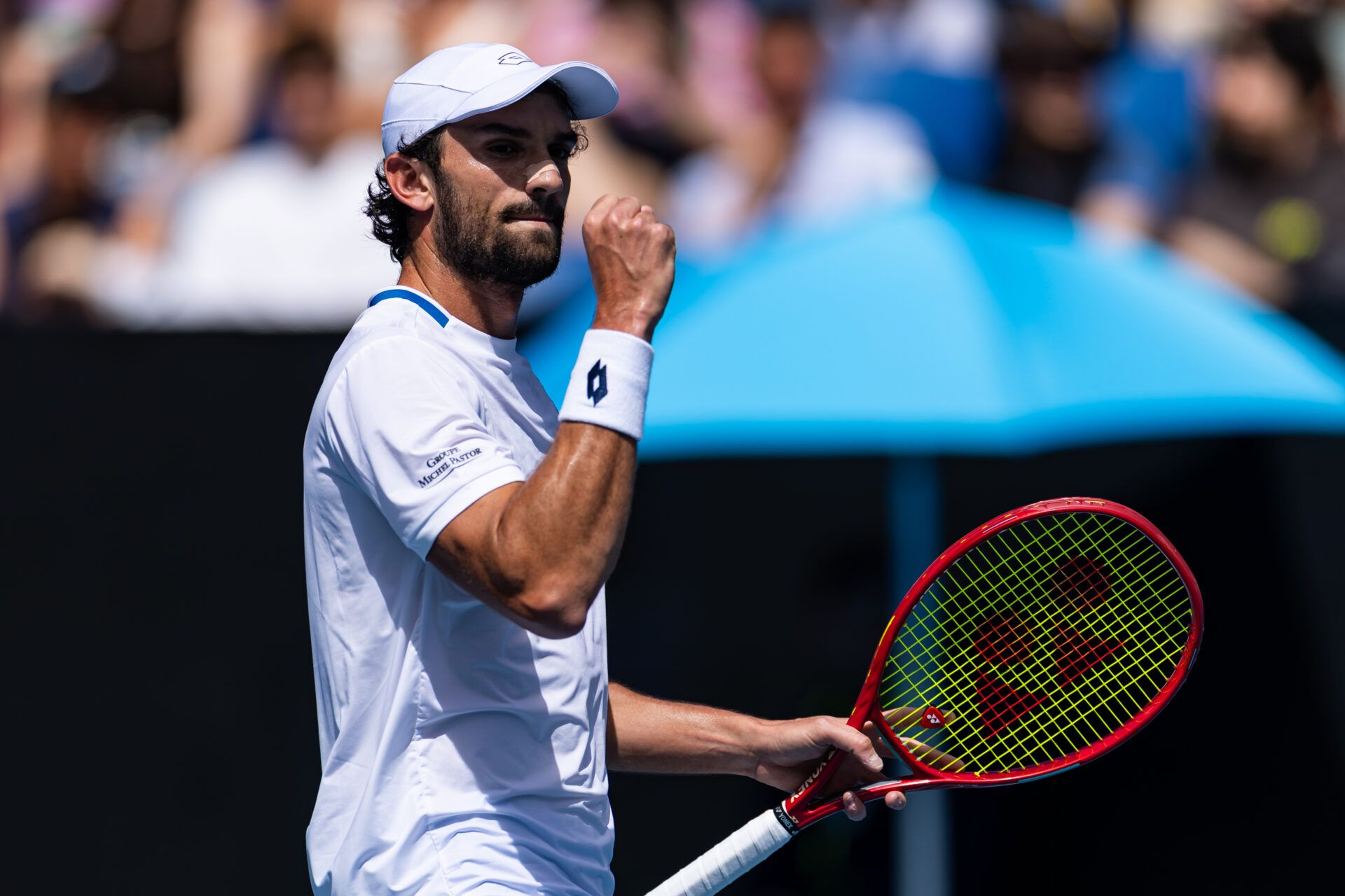 Valentin Vacherot of Monaco in action against Rinky Hijikata of Australia in the second round of the men’s singles at the Australian Open at Kia Arena in Melbourne Park.