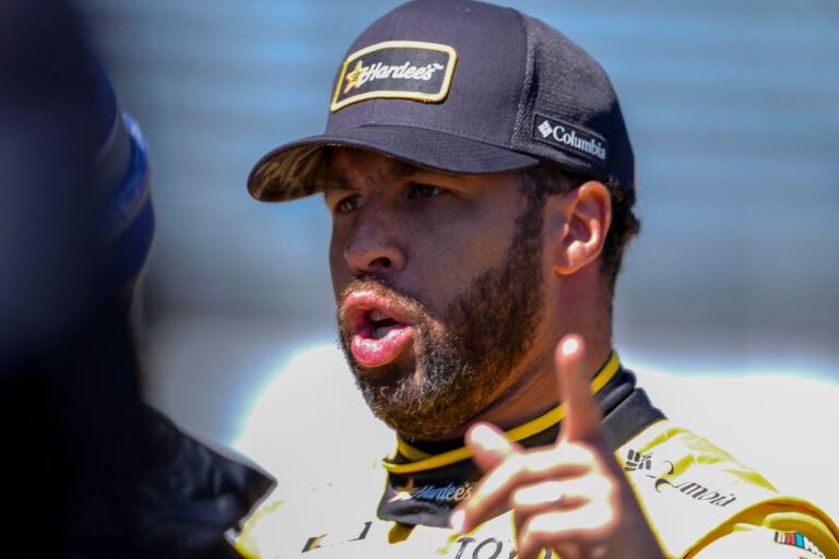 23XI Racing driver Bubba Wallace (23) during practice at Martinsville Speedway.