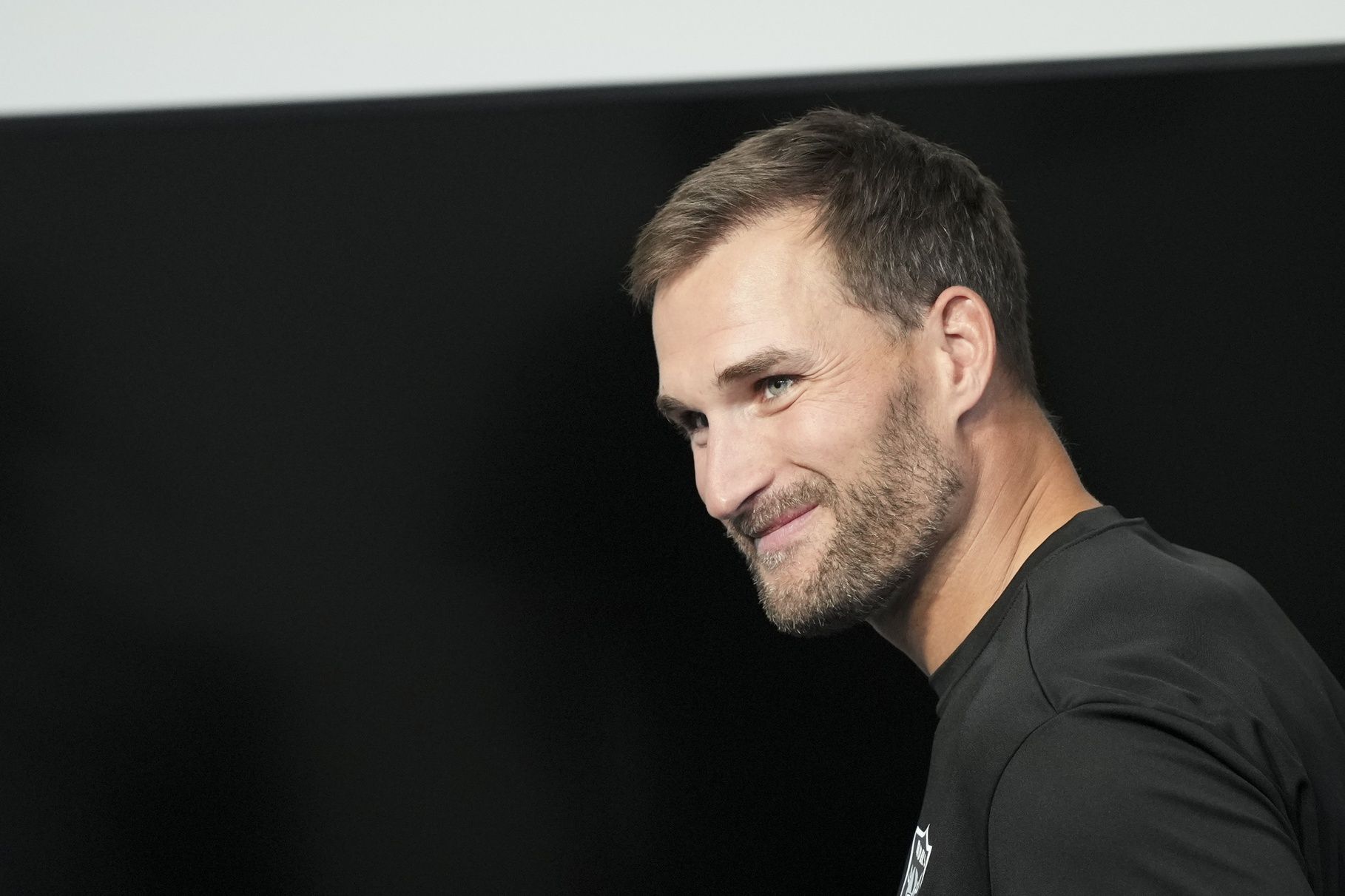 Las Vegas Raiders quarterback Kirk Cousins speaks at a  press conference at Intermountain Health Performance Center.