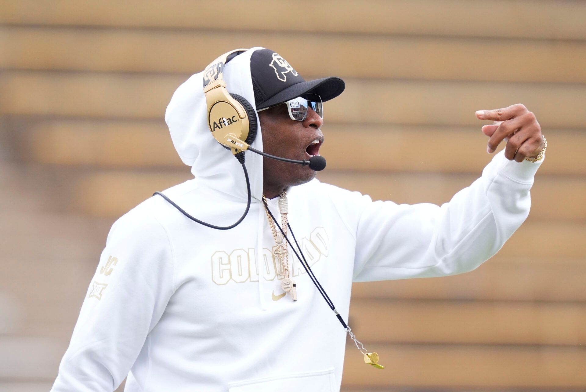 Colorado Buffaloes head coach Deion Sanders during the spring game at Folsom Field.