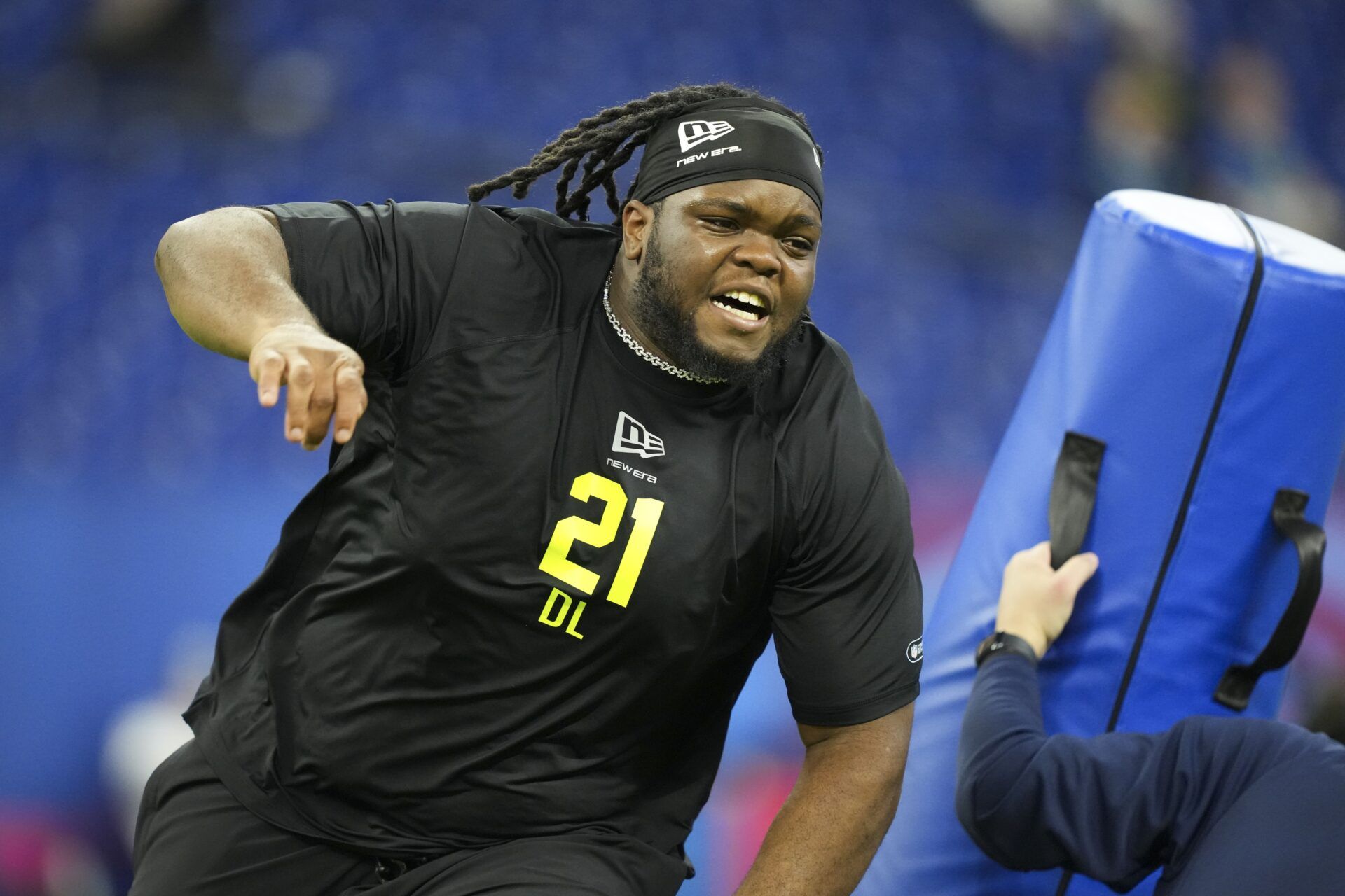 Ohio State defensive lineman Kayden McDonald (DL21) during the NFL Scouting Combine  at Lucas Oil Stadium.