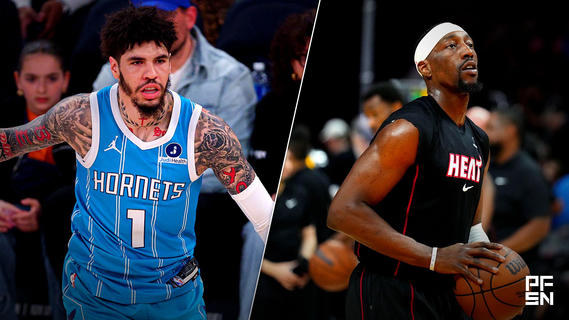Collage featuring NBA: Charlotte Hornets at New York Knicks and NBA: Atlanta Hawks at Miami Heat.
Vincent Carchietta-Imagn Images / Jim Rassol-Imagn Images