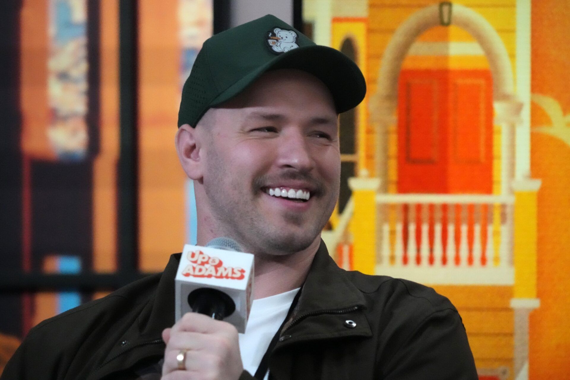 Will Compton on the Up & Adams Fanduel TV set at the Super Bowl LX media center at the Moscone Center.
